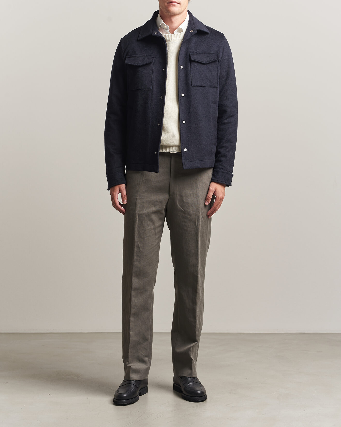 Herr | Jackor | Herno | Cashmere Overshirt Navy