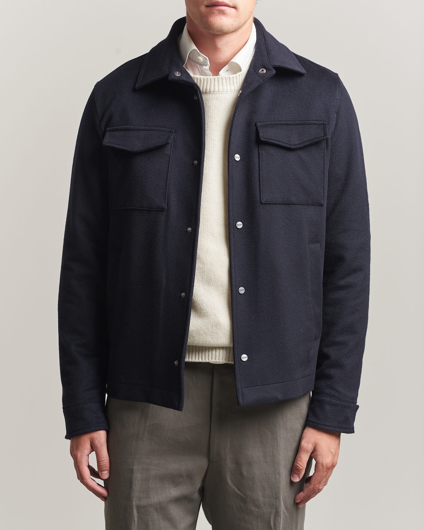 Herr | Jackor | Herno | Cashmere Overshirt Navy