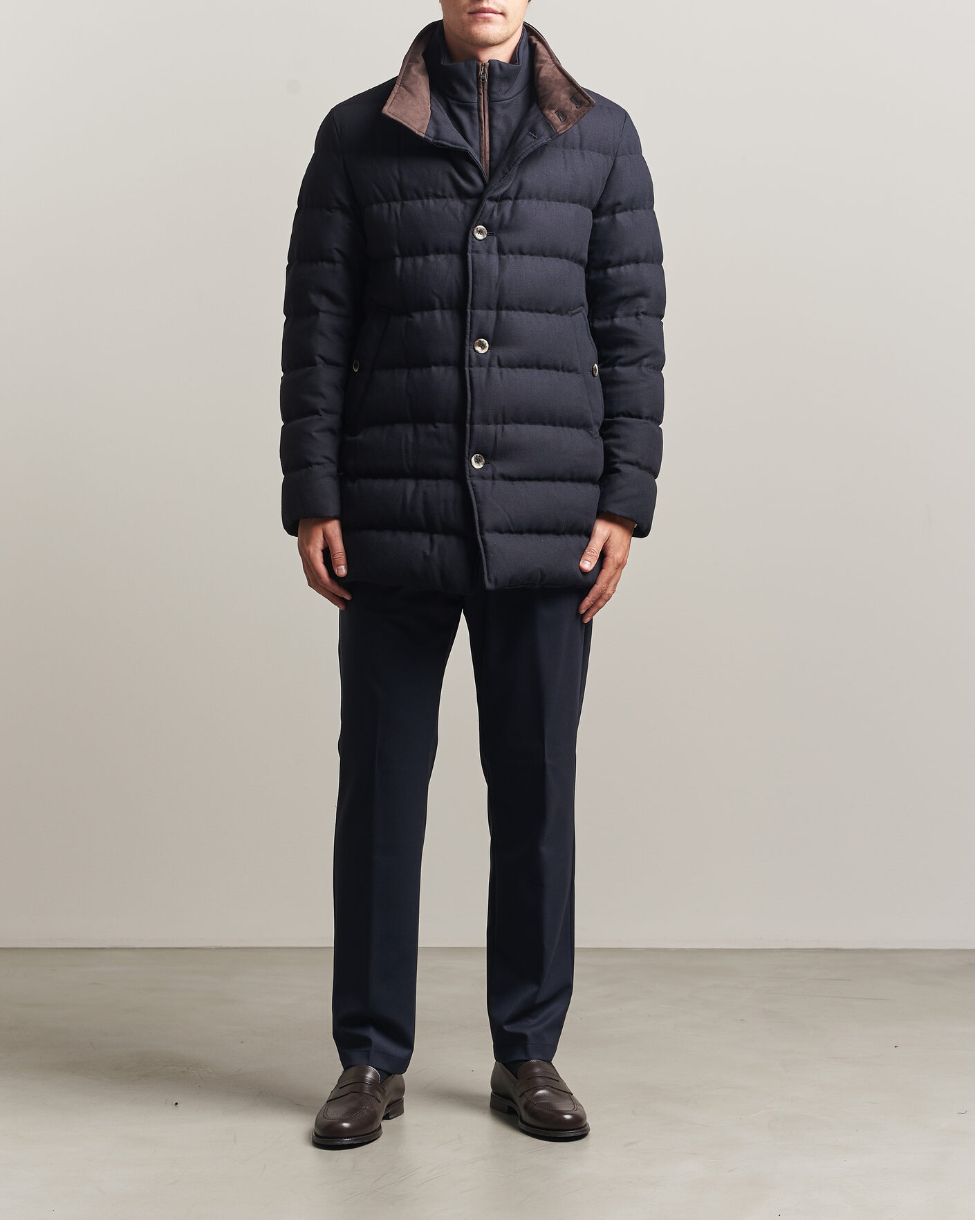 Herr | Jackor | Herno | Flannel Down Coat Navy