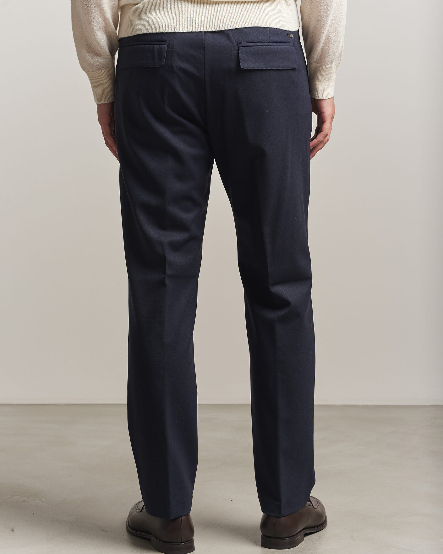 Herr | Byxor | Herno | Pleated Wool Trousers Navy