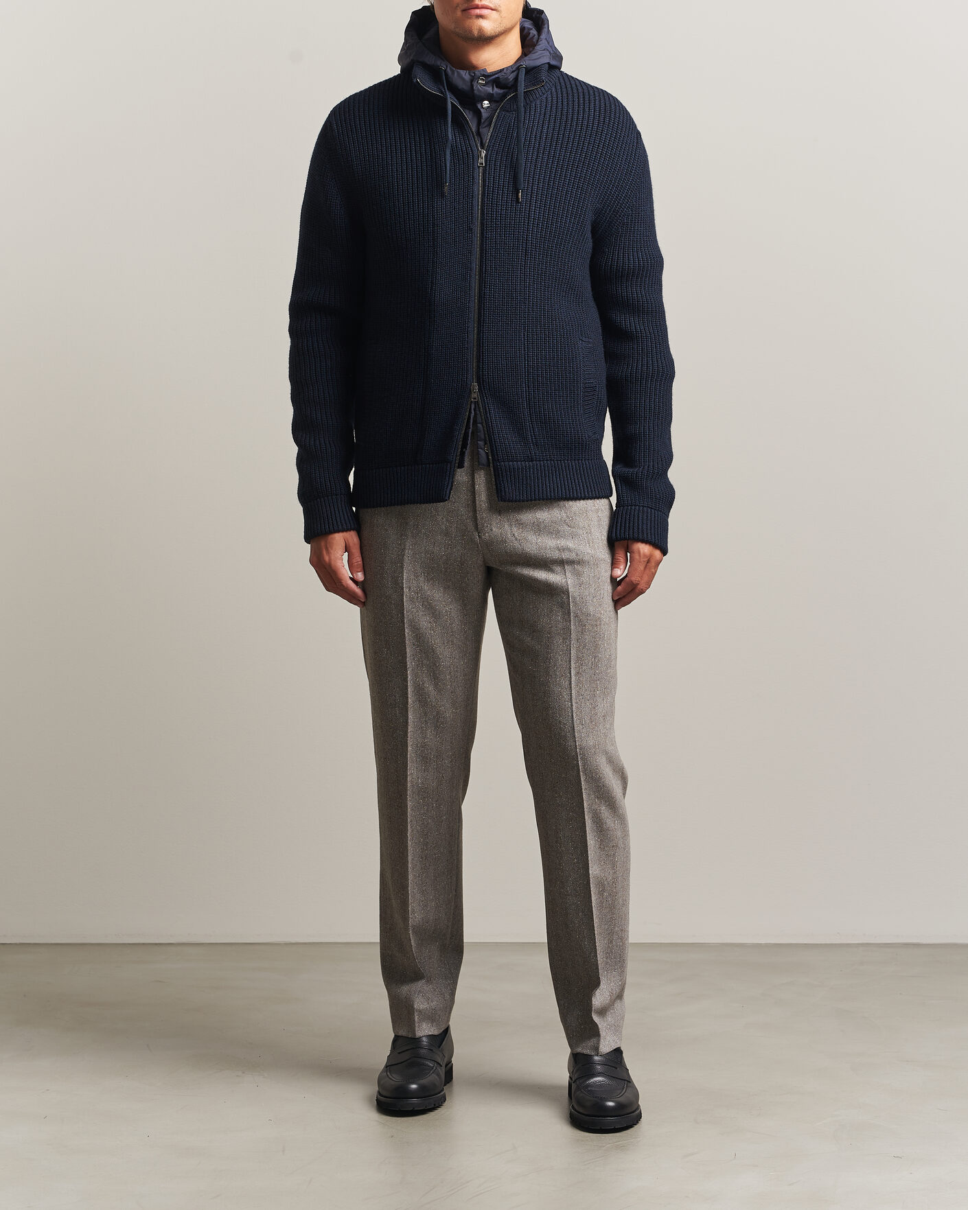 Herr | Tröjor | Herno | Full Zip Knit Cardigan Navy