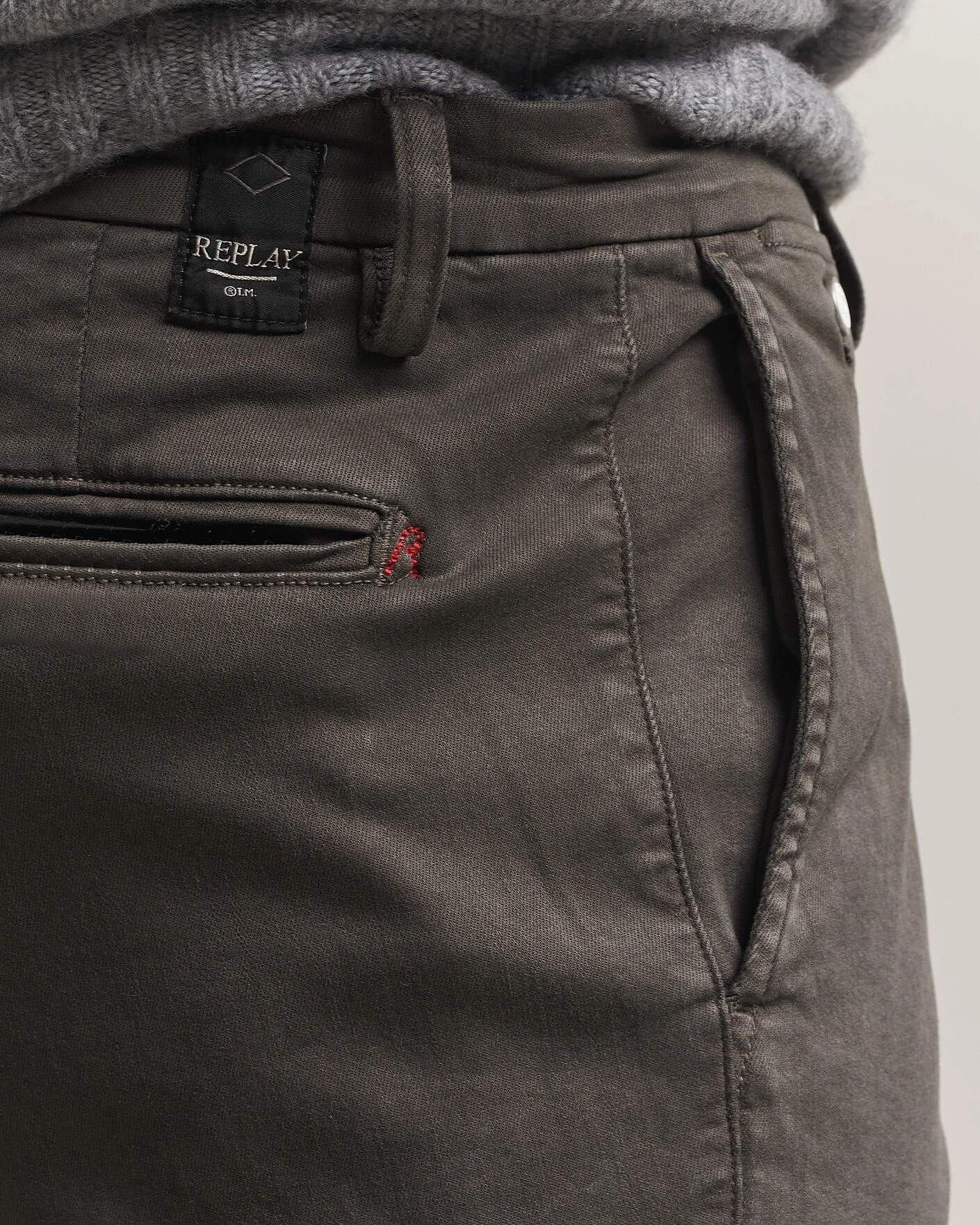 Herr | Byxor | Replay | Benni Hyperflex X-Lite Chinos Wood Grey