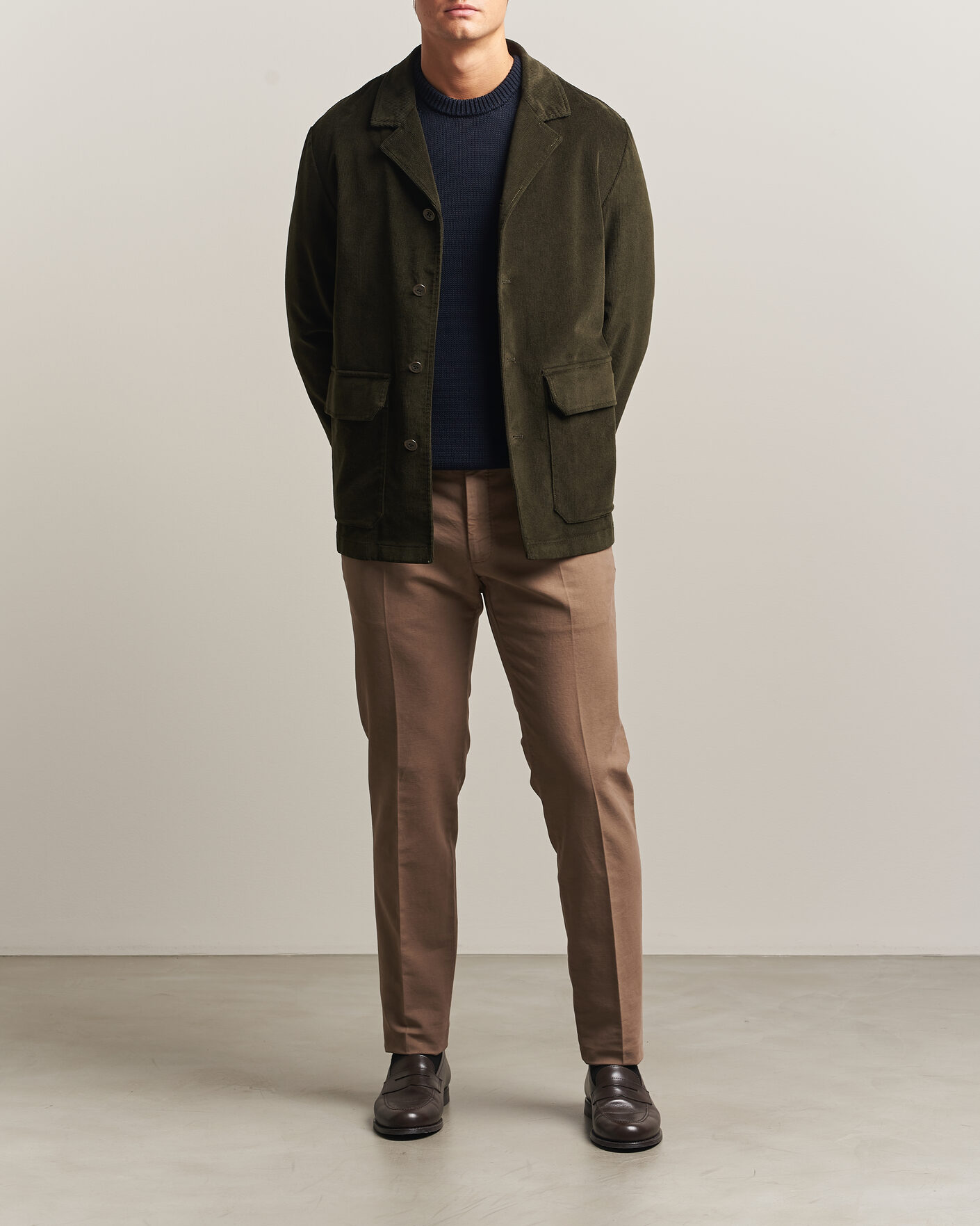 Herr | Byxor | Incotex | Slim Fit Soft Cotton Stretch Chinos Taupe