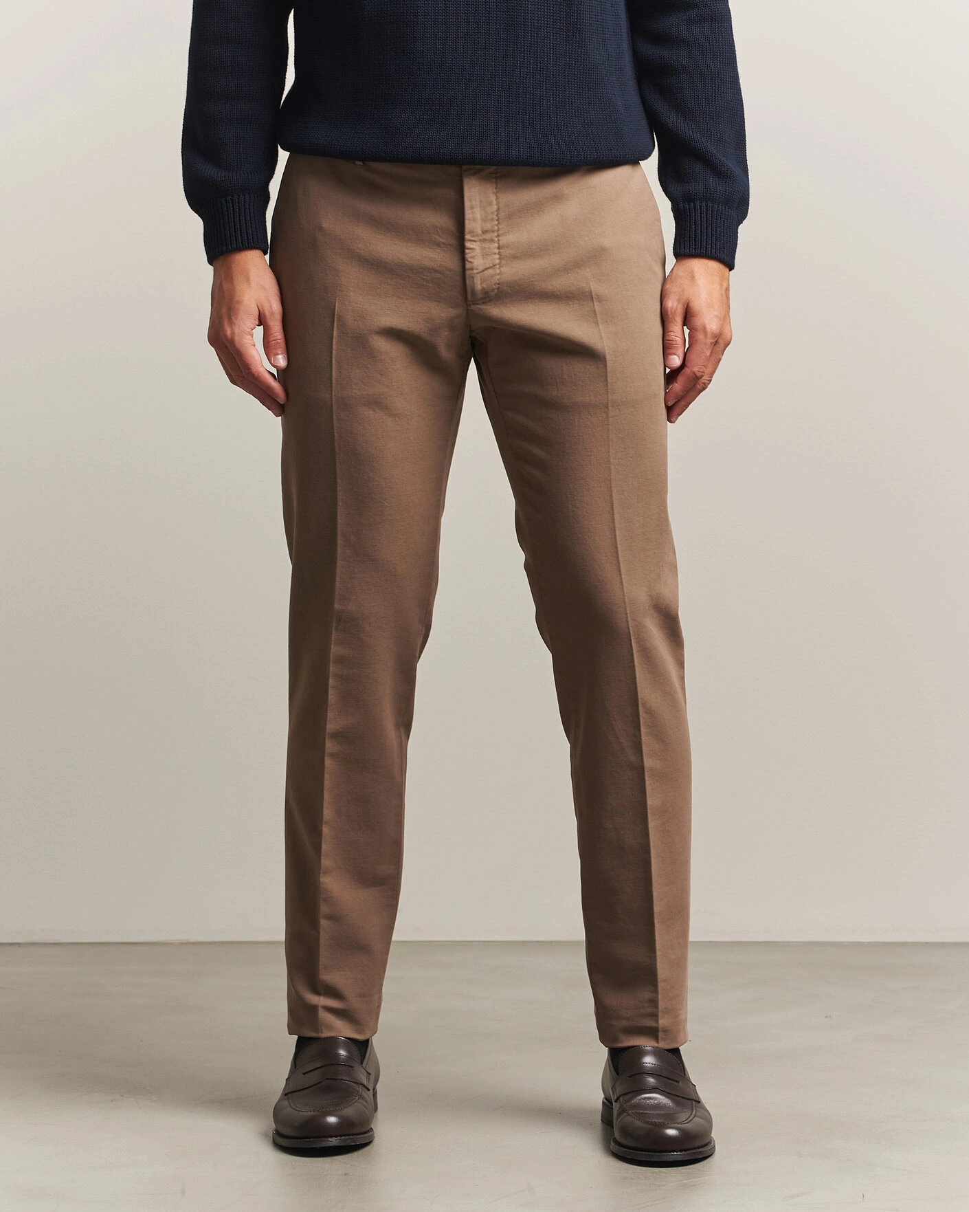 Herr | Byxor | Incotex | Slim Fit Soft Cotton Stretch Chinos Taupe