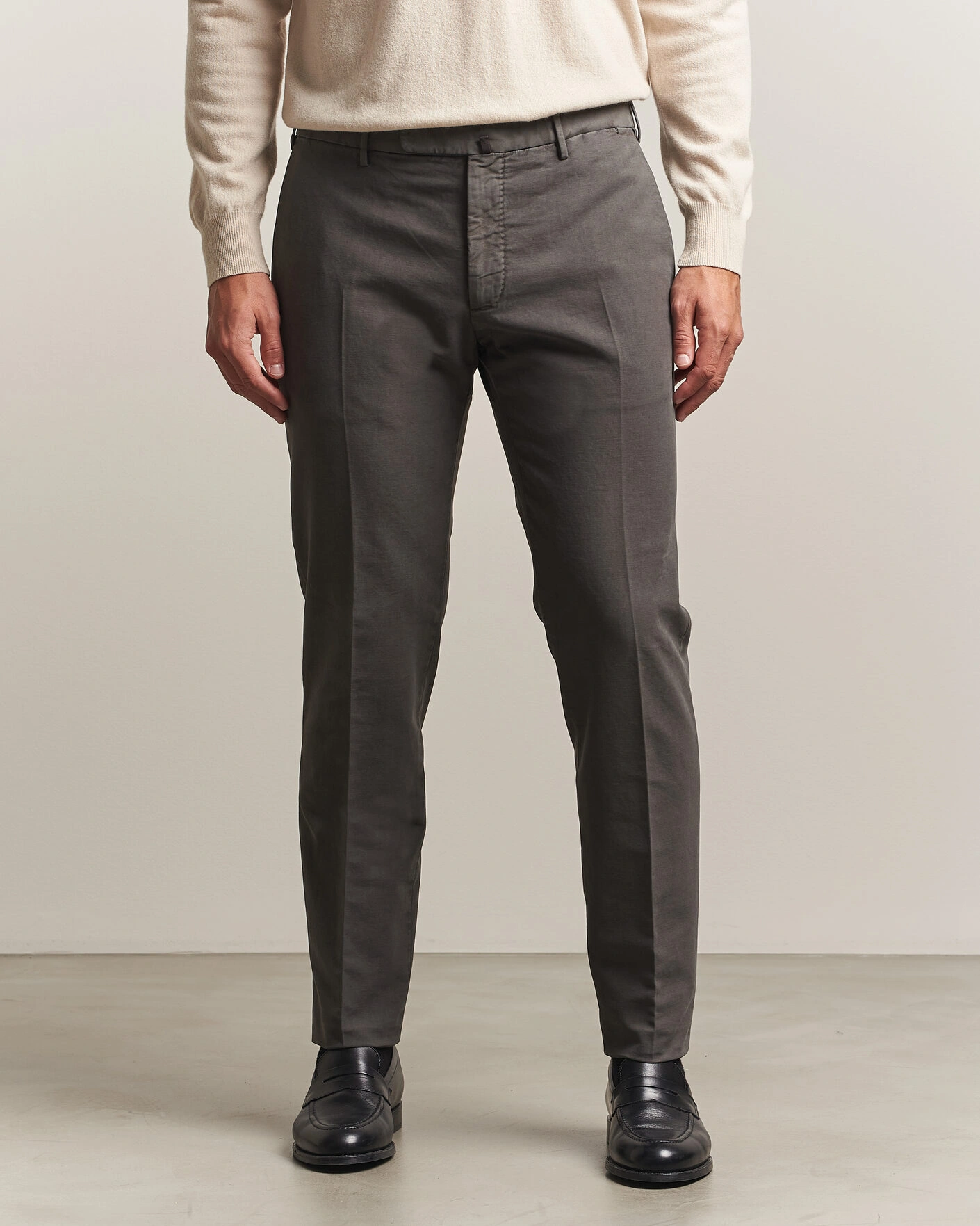 Herr | Byxor | Incotex | Slim Fit Soft Cotton Stretch Chinos Dark Grey