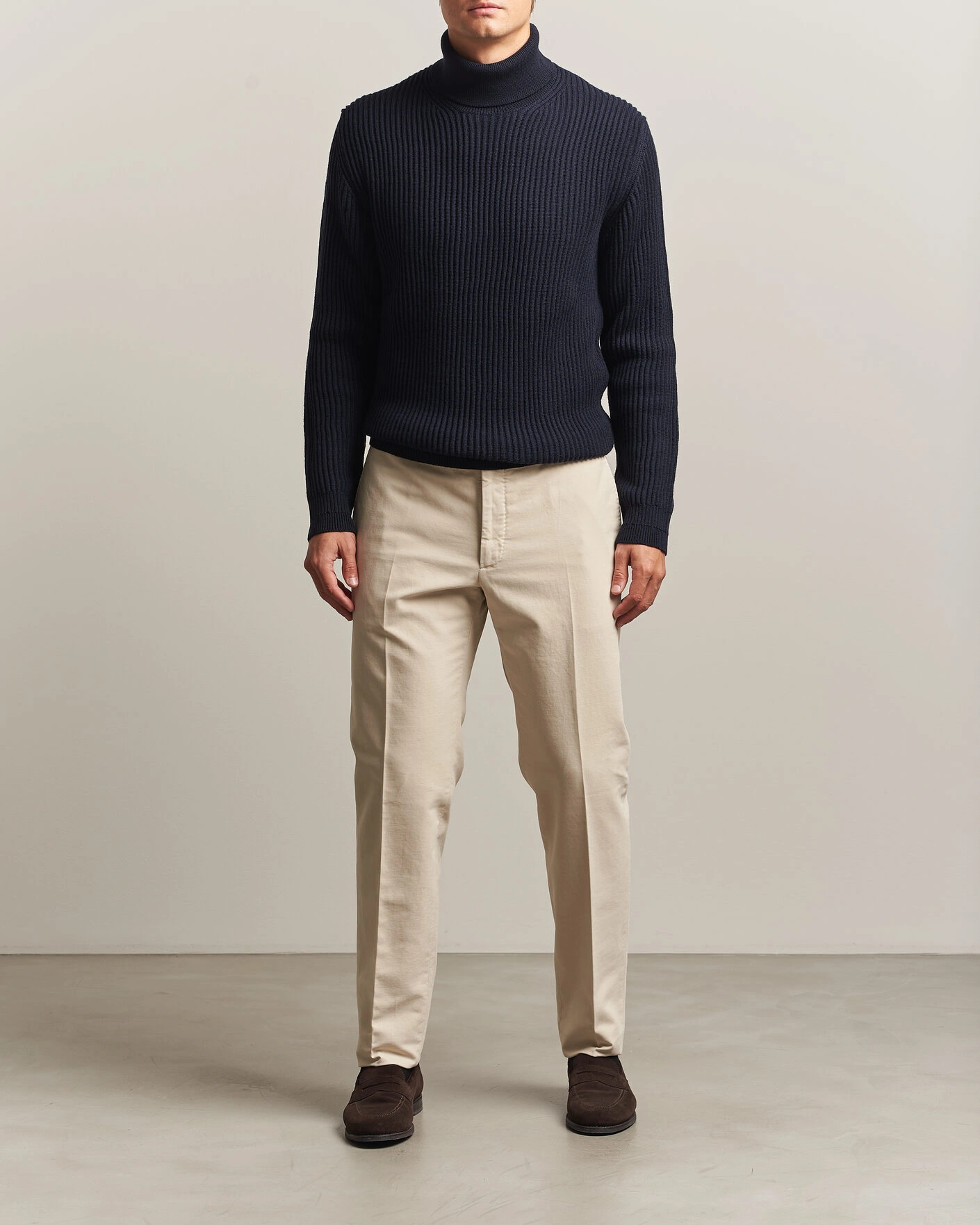 Herr | Byxor | Incotex | Regular Fit Soft Cotton Stretch Chinos Off White