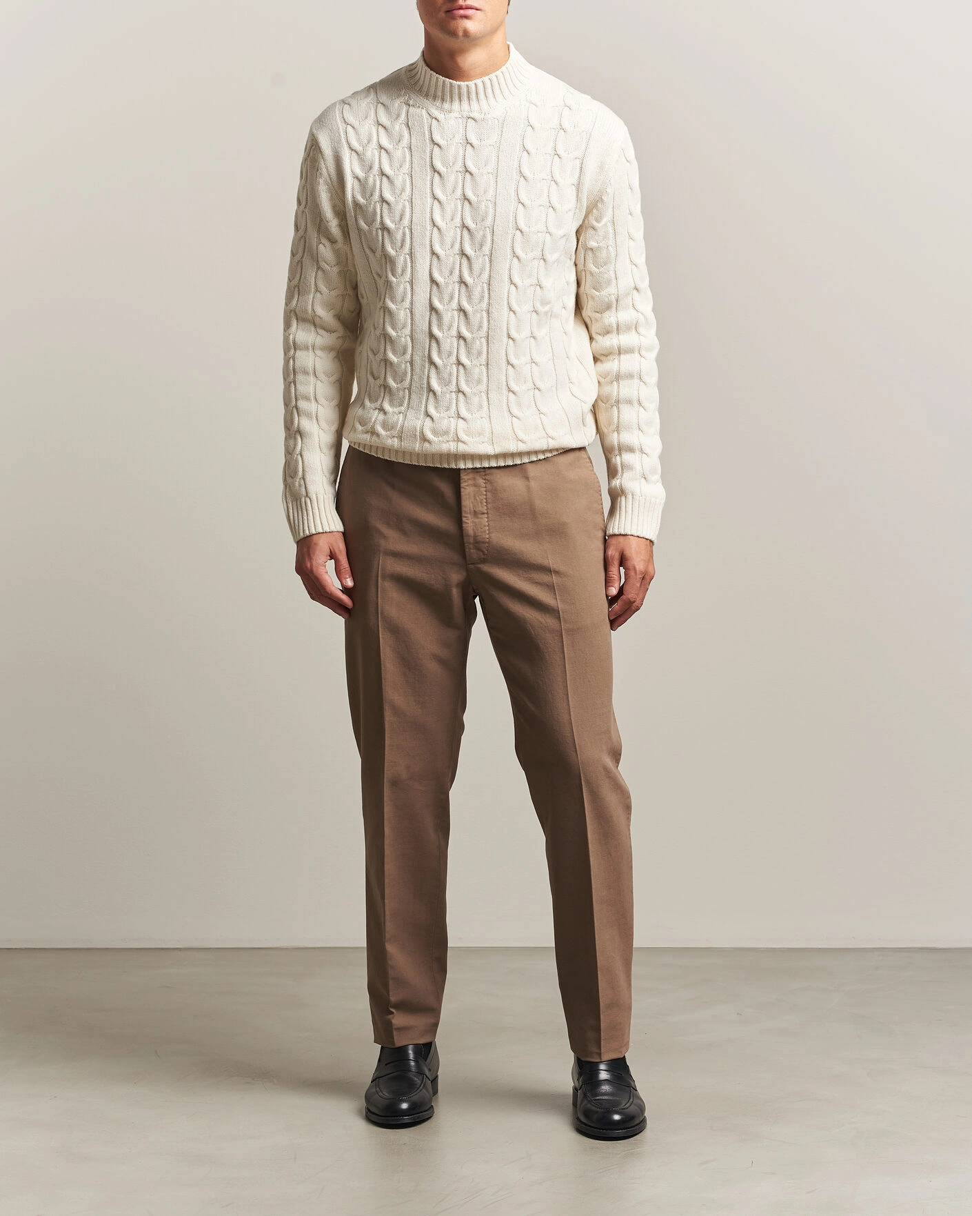 Herr | Byxor | Incotex | Regular Fit Soft Cotton Stretch Chinos Taupe