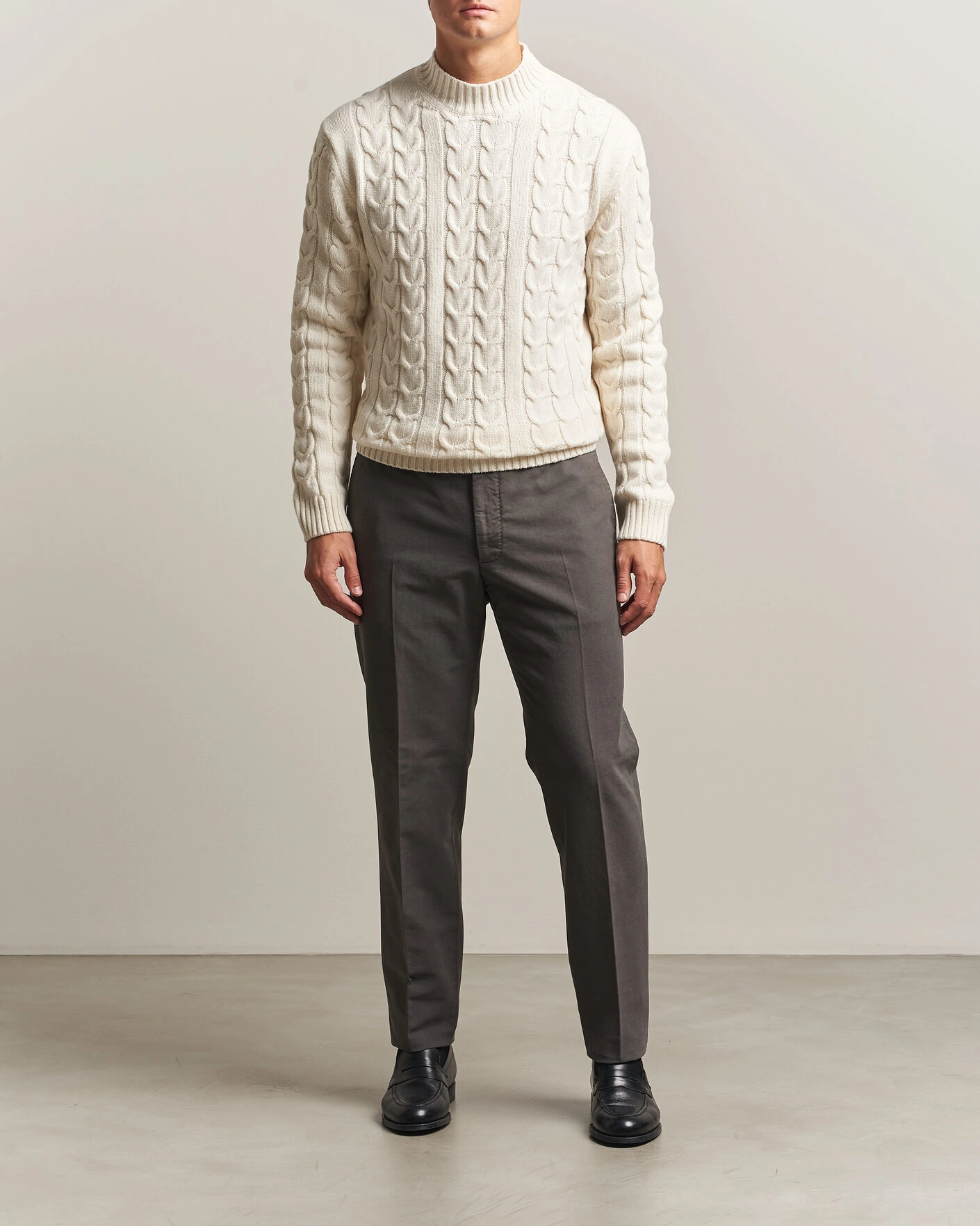 Herr | Byxor | Incotex | Regular Fit Soft Cotton Stretch Chinos Dark Grey