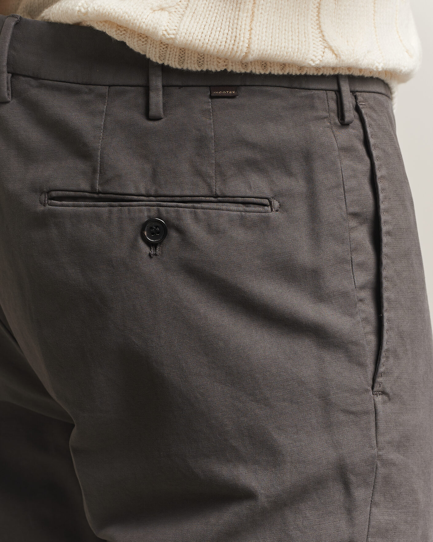 Herr | Byxor | Incotex | Regular Fit Soft Cotton Stretch Chinos Dark Grey