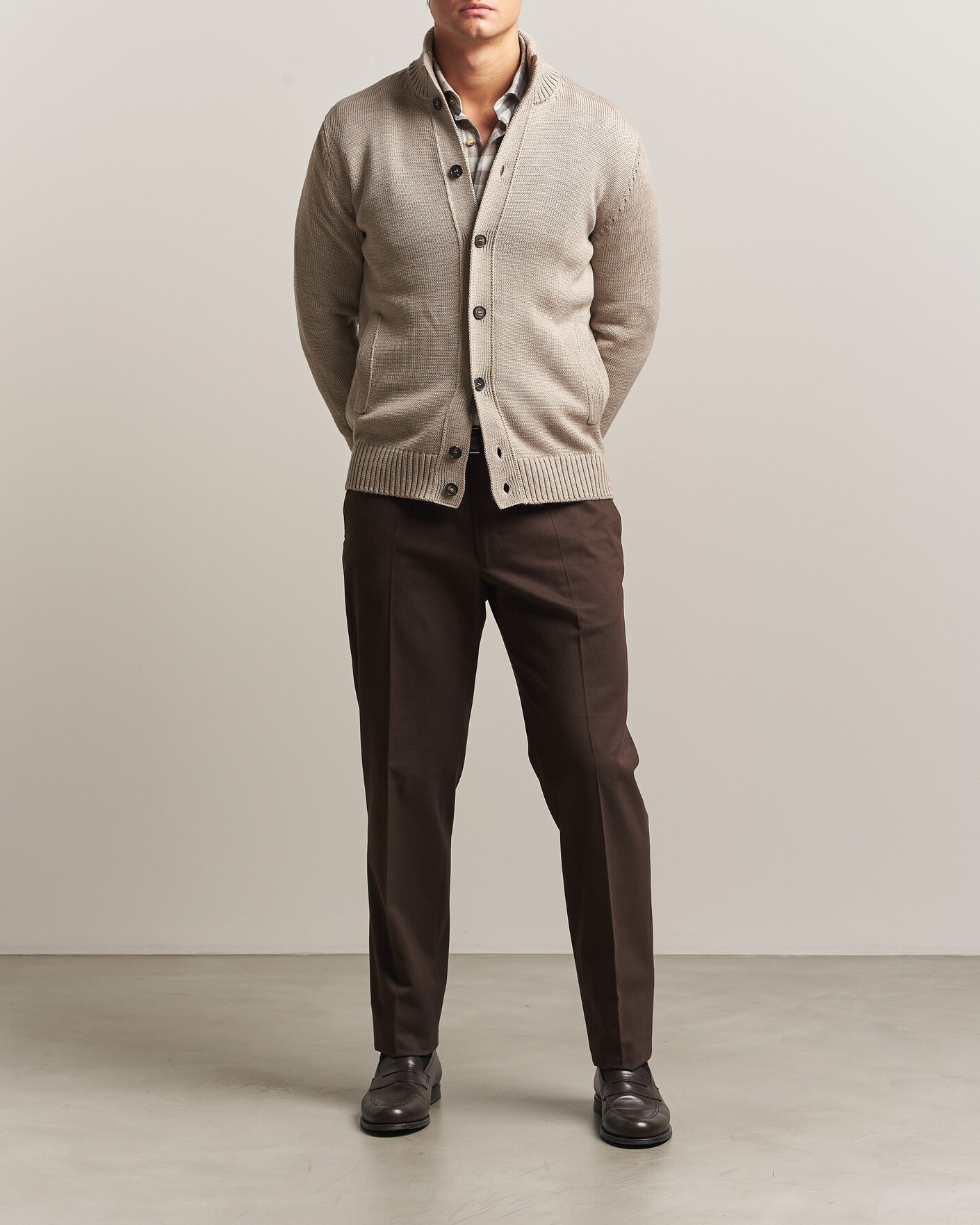 Herr | Byxor | Incotex | Regular Fit Cotton/Cashmere Trousers Military