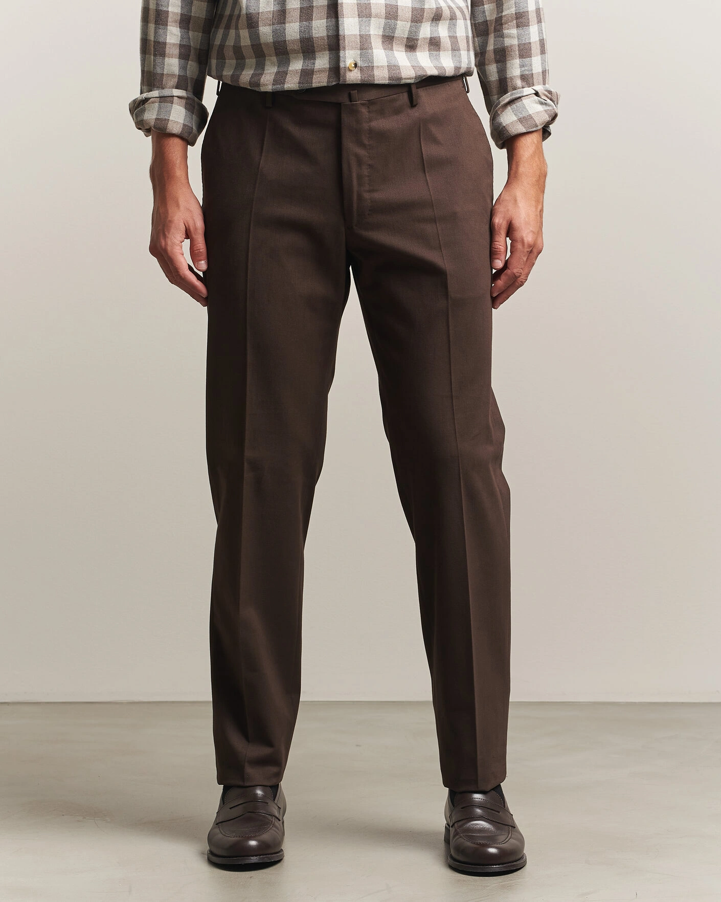 Herr | Byxor | Incotex | Regular Fit Cotton/Cashmere Trousers Military