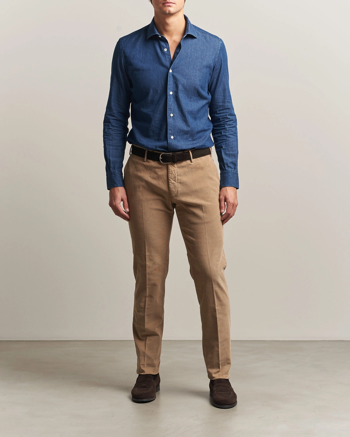 Herr | Byxor | Incotex | Slim Fit Baby Corduroy Trousers Beige