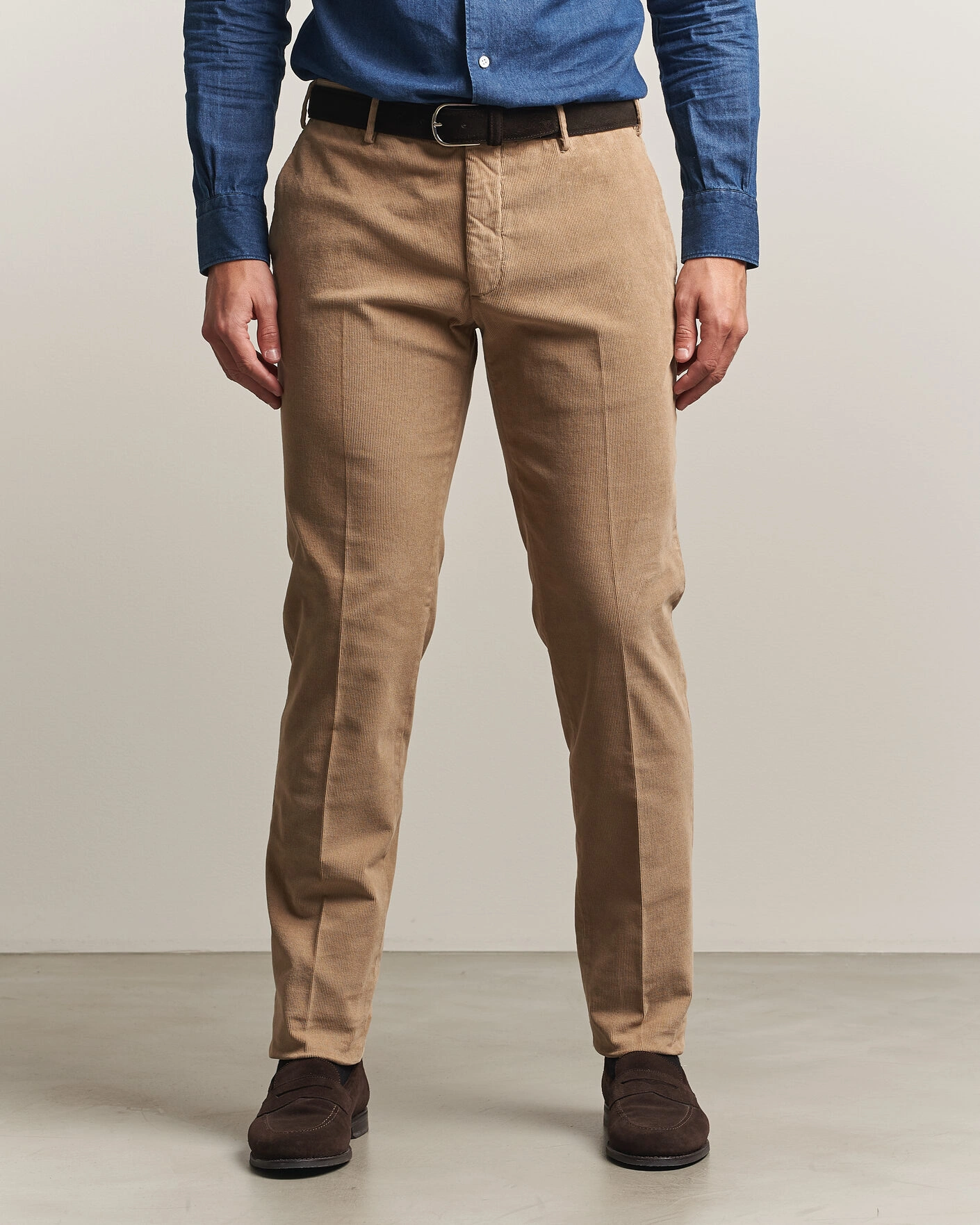 Herr | Byxor | Incotex | Slim Fit Baby Corduroy Trousers Beige