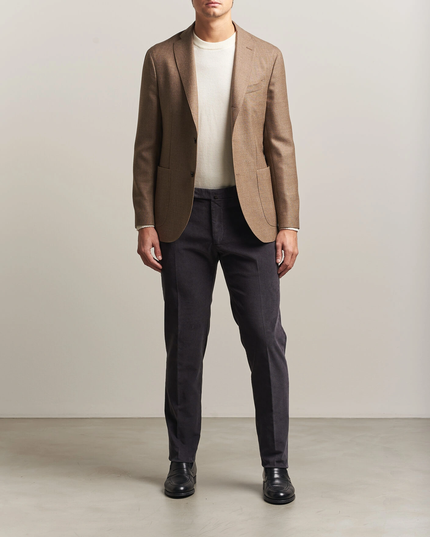 Herr | Byxor | Incotex | Slim Fit Baby Corduroy Trousers Dark Grey