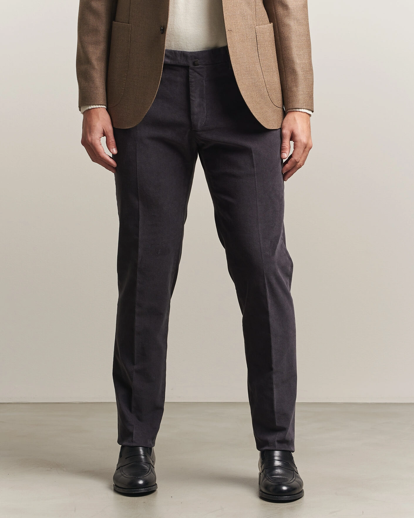 Herr | Byxor | Incotex | Slim Fit Baby Corduroy Trousers Dark Grey