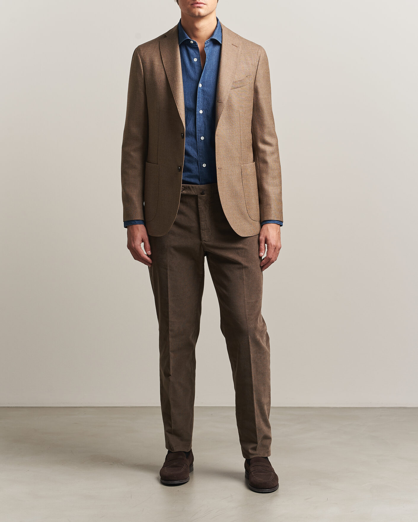 Herr | Byxor | Incotex | Regular Fit Baby Corduroy Trousers Taupe