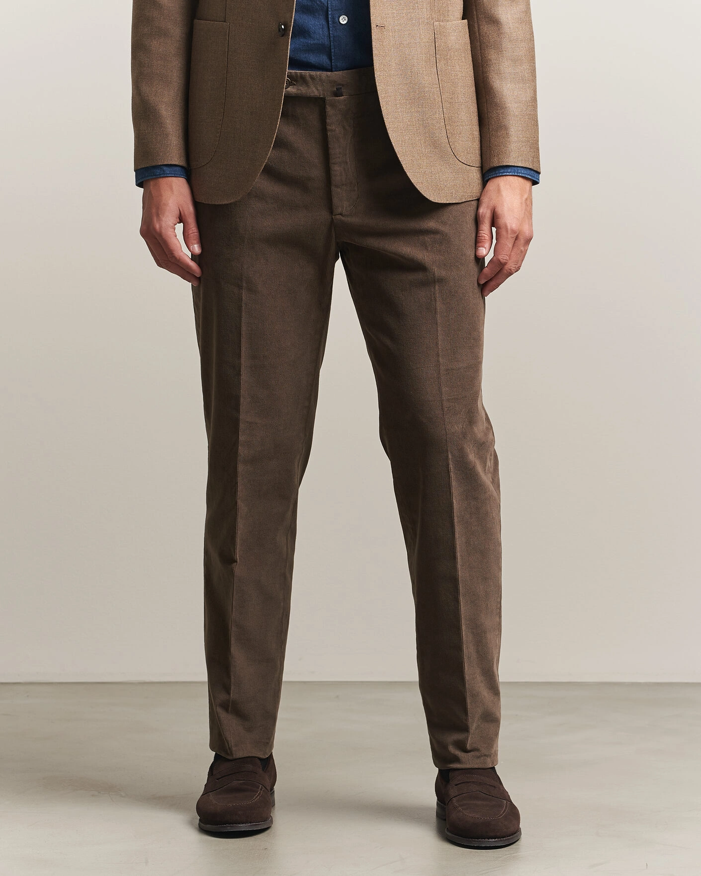 Herr | Byxor | Incotex | Regular Fit Baby Corduroy Trousers Taupe