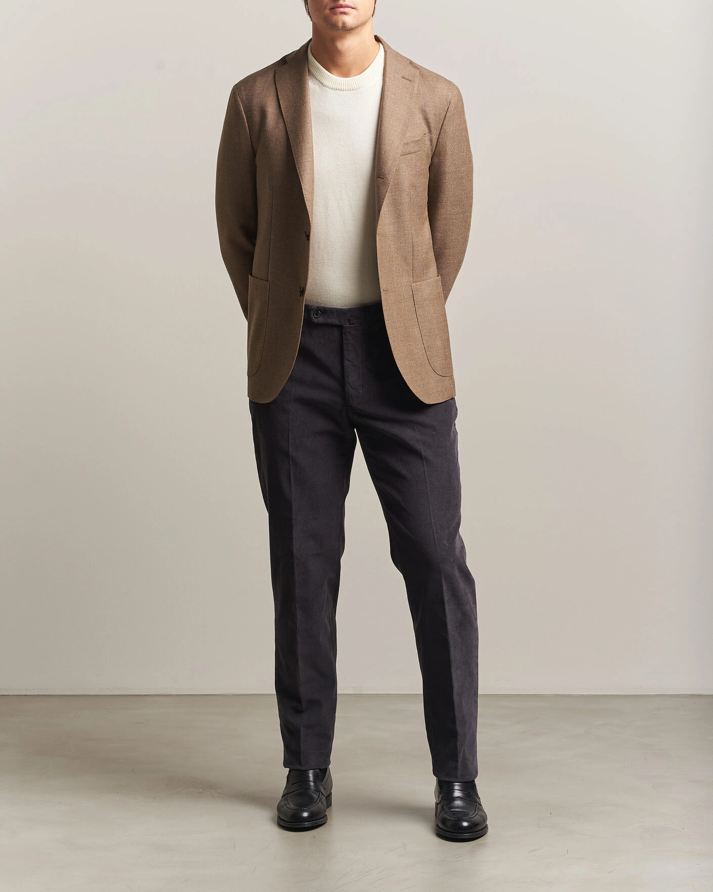 Herr | Byxor | Incotex | Regular Fit Baby Corduroy Trousers Dark Grey