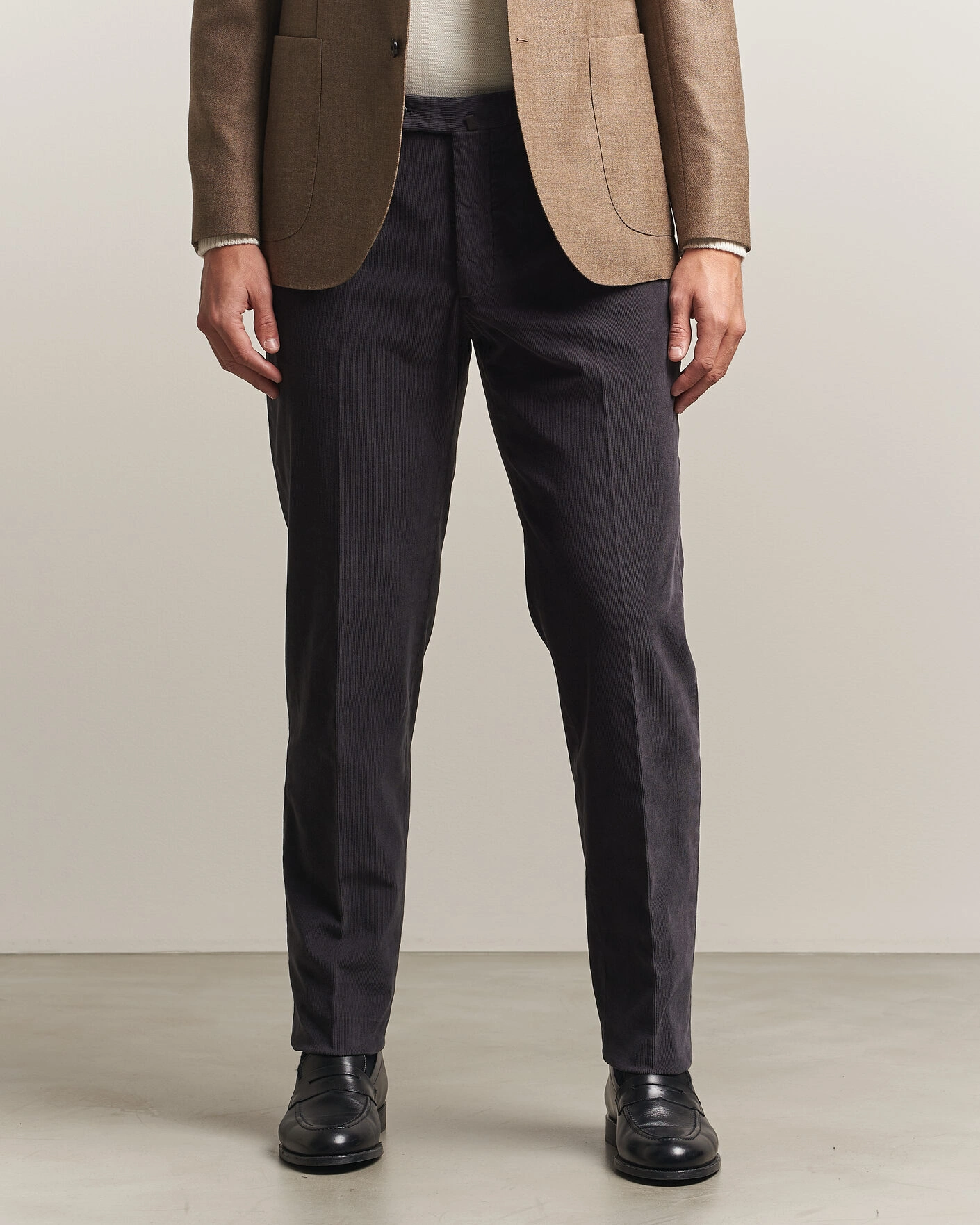 Herr | Byxor | Incotex | Regular Fit Baby Corduroy Trousers Dark Grey