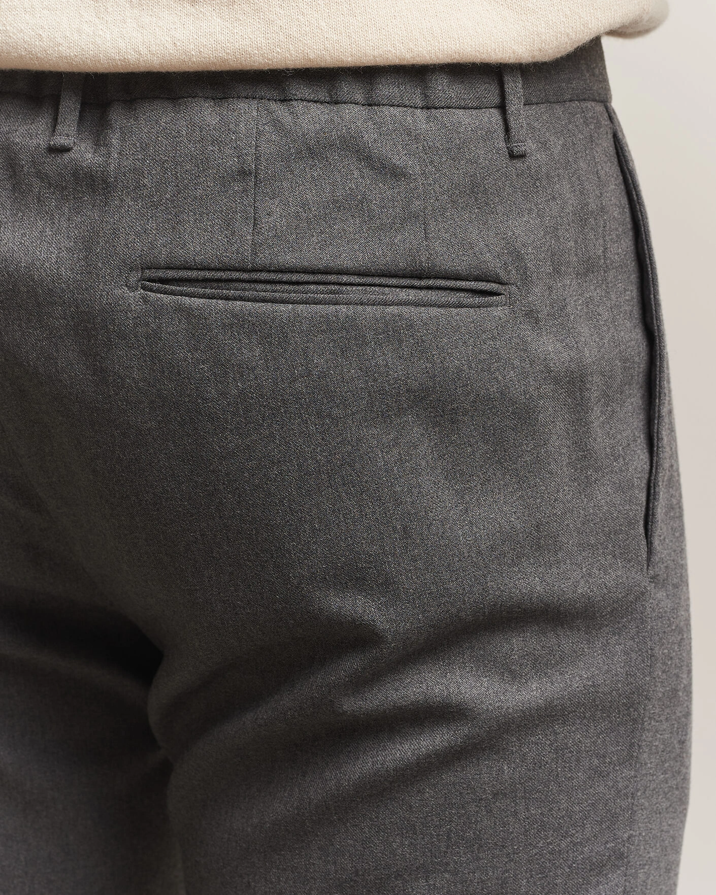 Herr | Byxor | Incotex | Slim Fit Washable Flannel Trousers Grey Melange