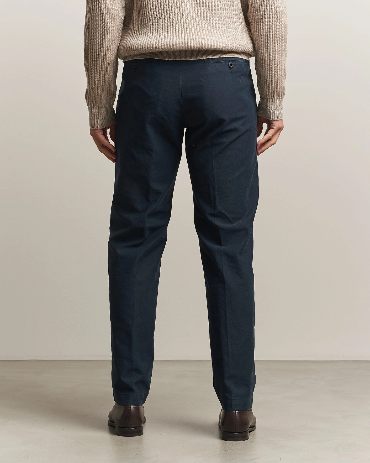 Herr | Byxor | Incotex | Regular Fit Garment Dyed Slacks Navy