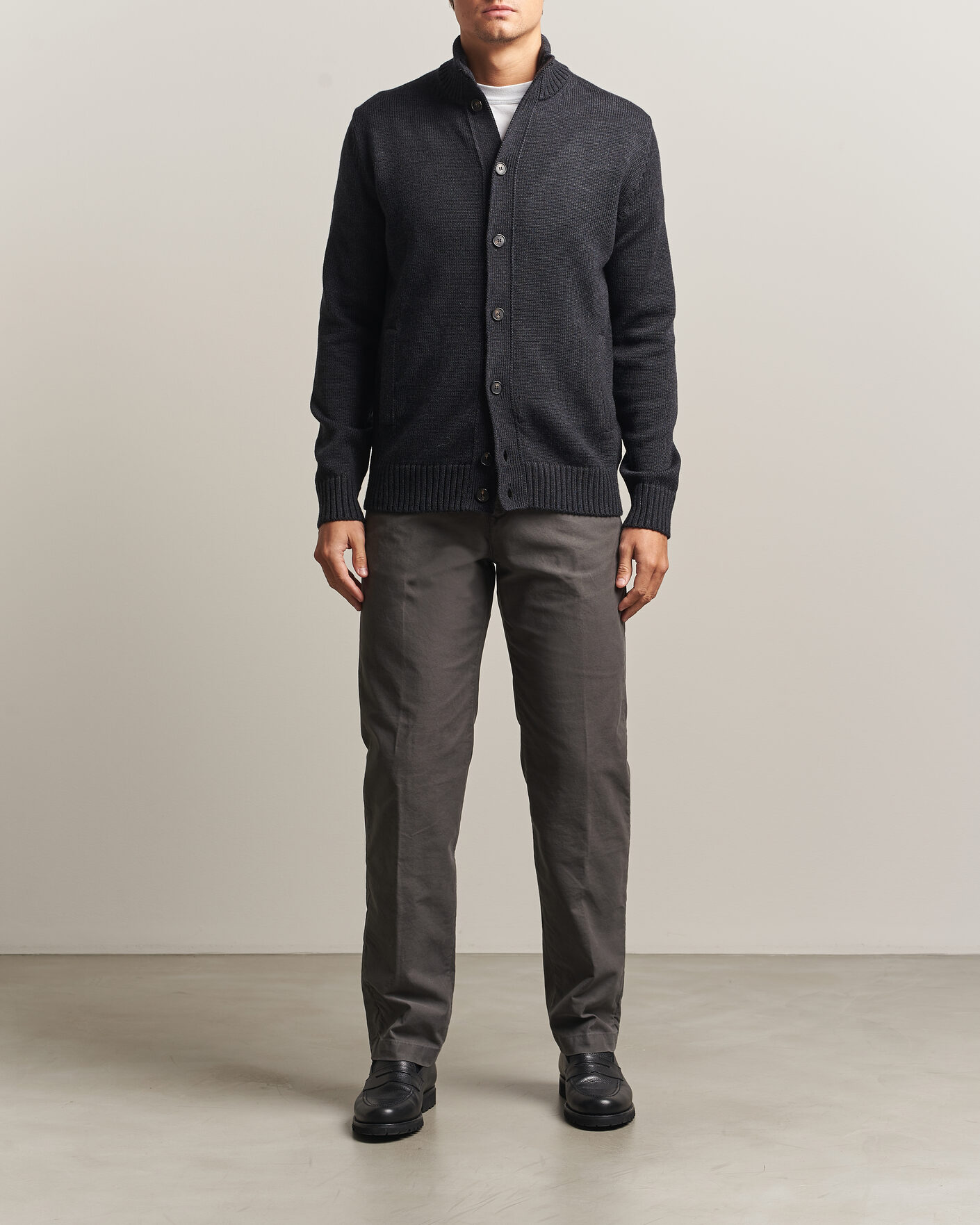 Herr | Byxor | Incotex | Regular Fit Garment Dyed Slacks Dark Grey