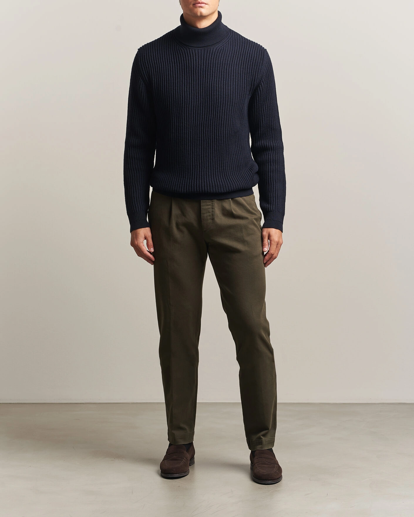 Herr | Byxor | Incotex | Regular Fit Cover Chinos Dark Green