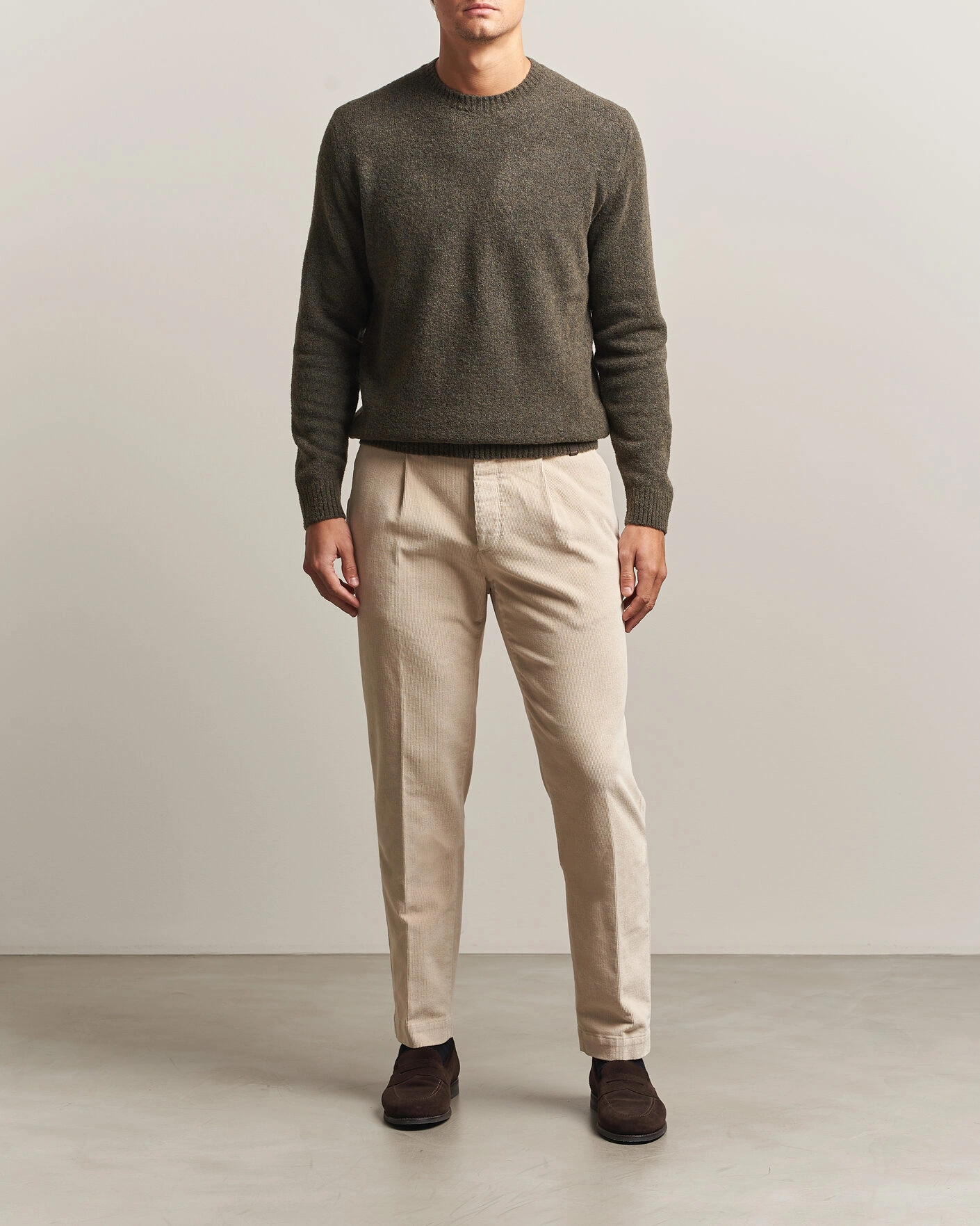 Herr | Byxor | Incotex | Regular Fit Washed Corduroy Slacks Off White