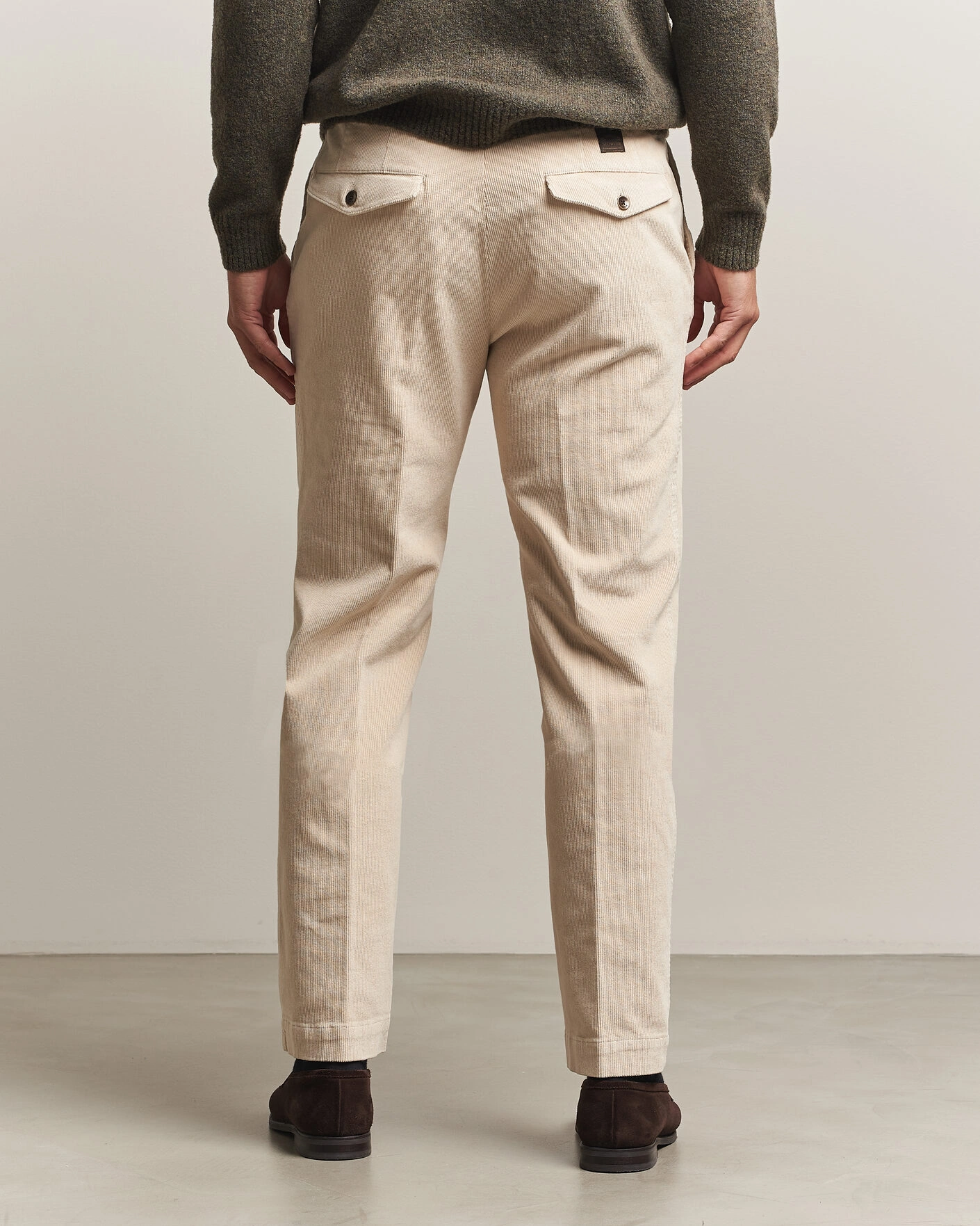 Herr | Byxor | Incotex | Regular Fit Washed Corduroy Slacks Off White