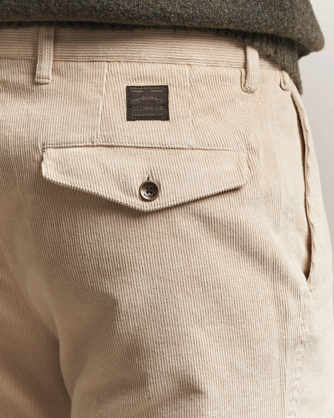 Herr | Byxor | Incotex | Regular Fit Washed Corduroy Slacks Off White