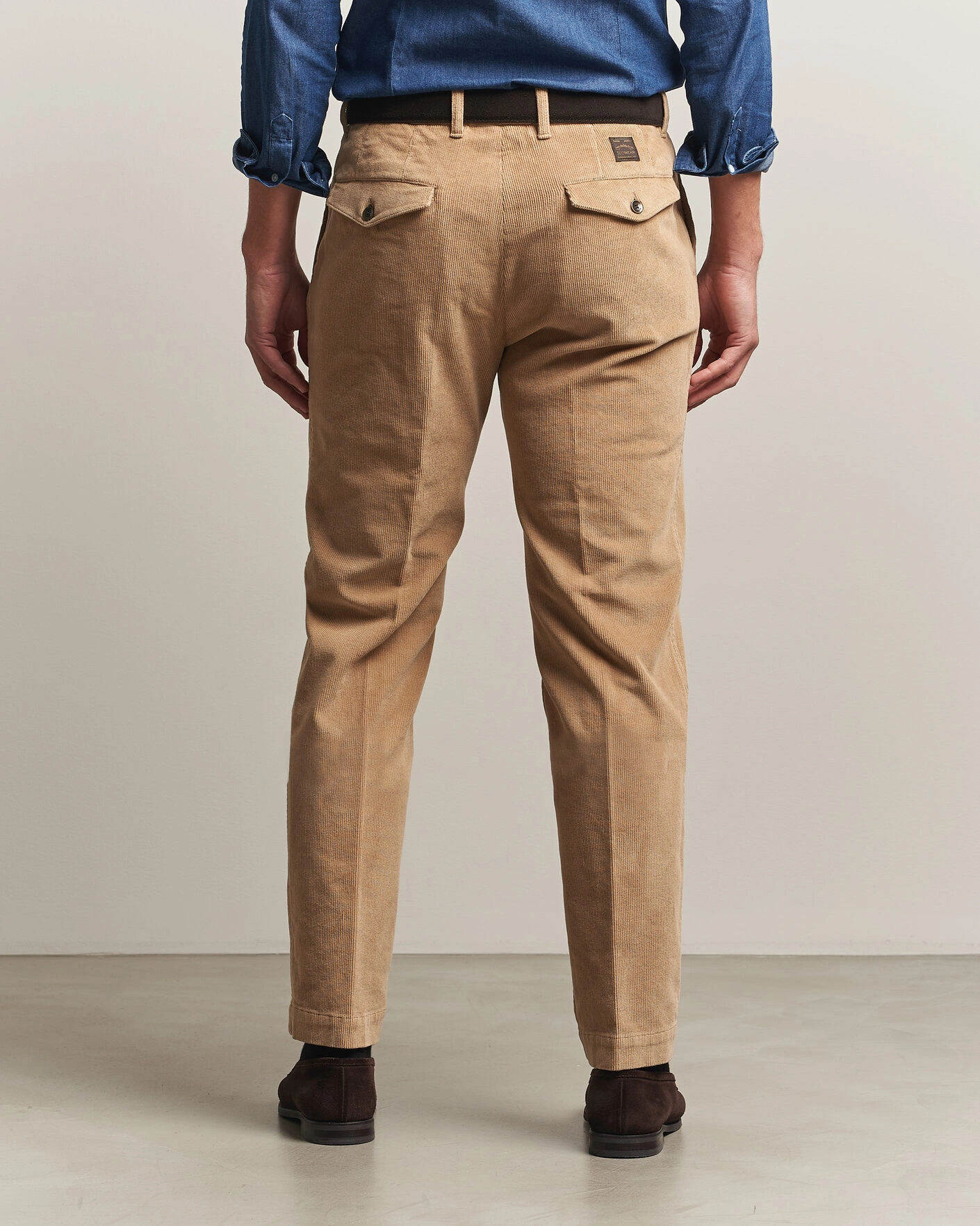 Herr | Byxor | Incotex | Regular Fit Washed Corduroy Slacks Khaki
