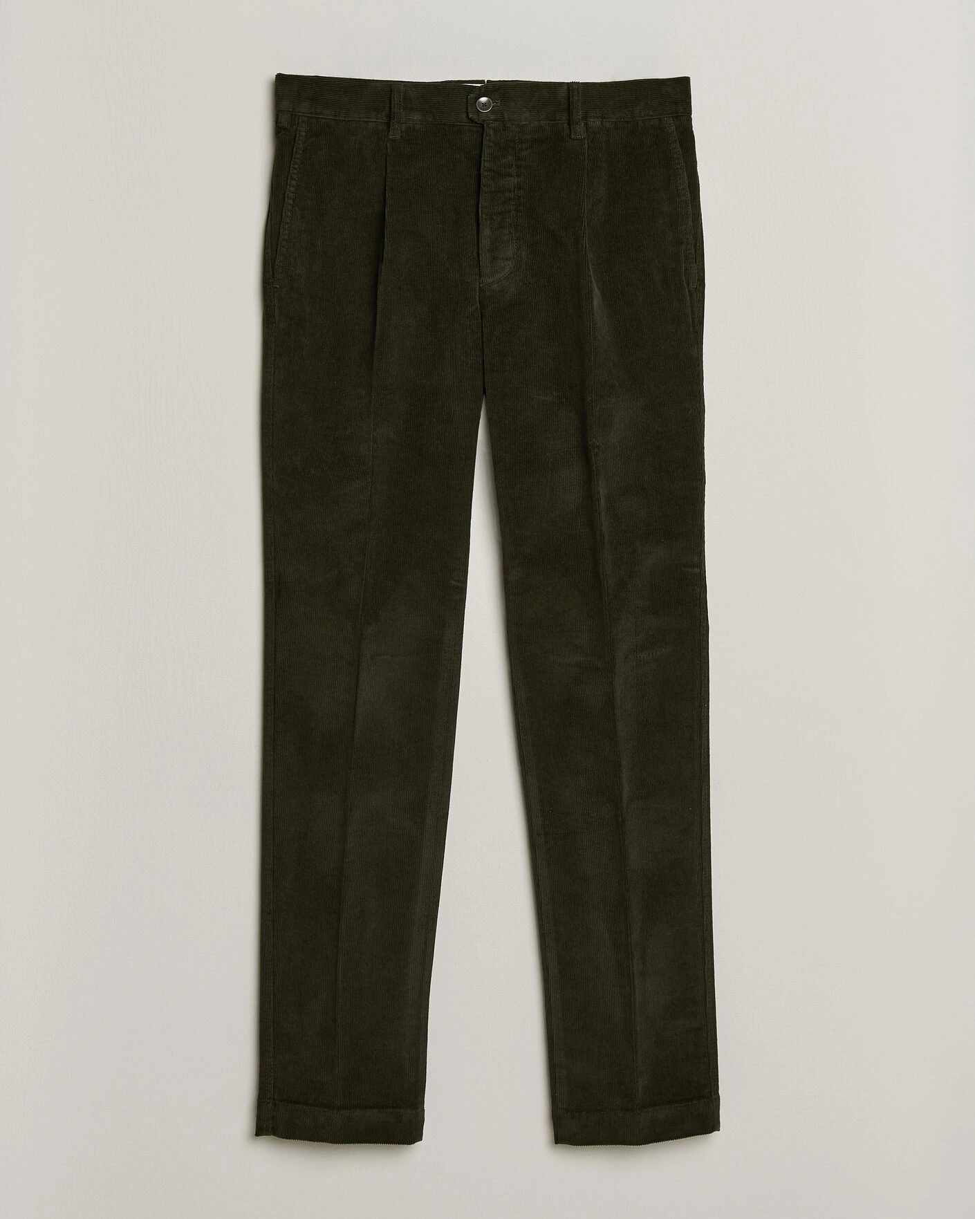 Herr | Byxor | Incotex | Regular Fit Washed Corduroy Slacks Forest Green