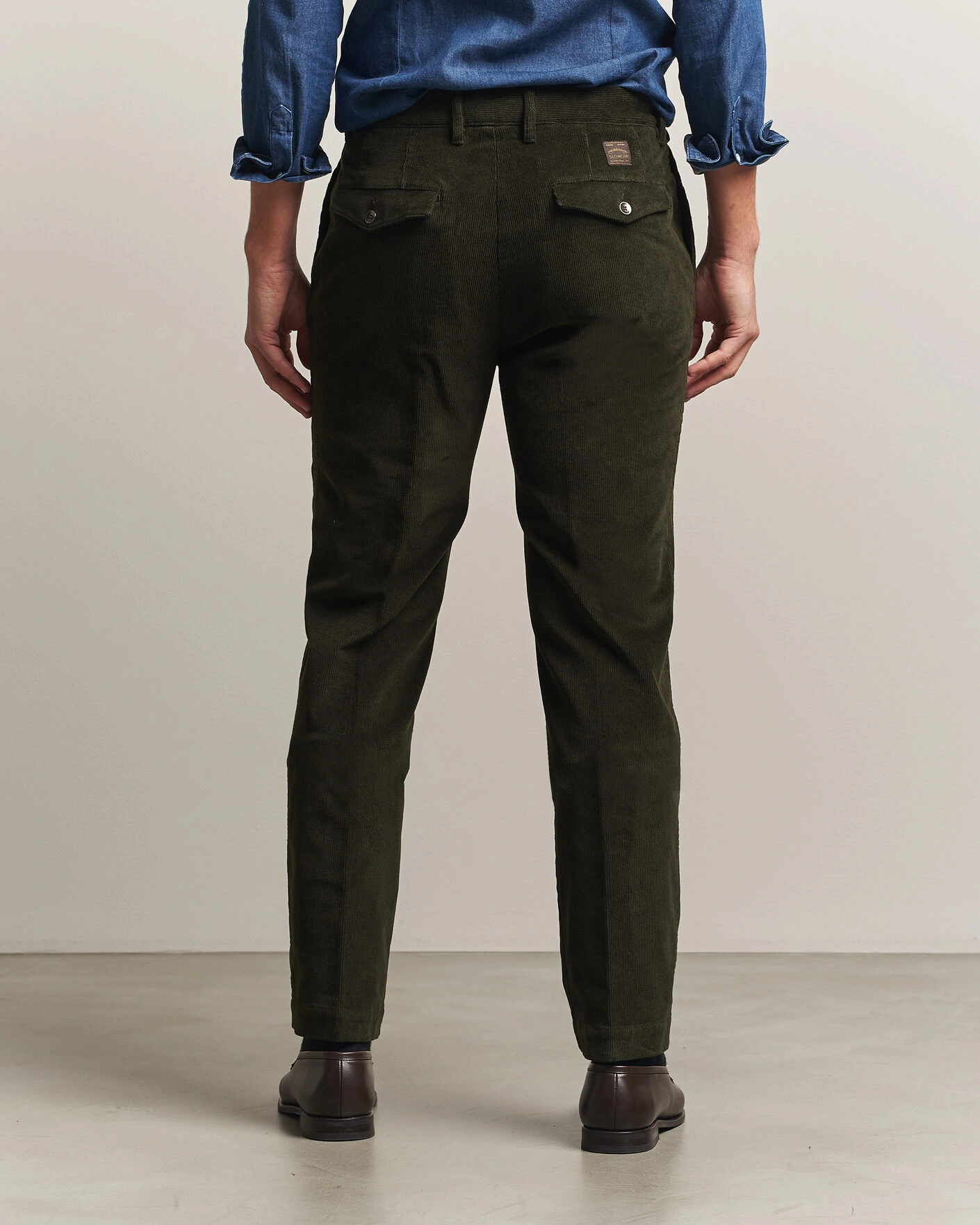 Herr | Byxor | Incotex | Regular Fit Washed Corduroy Slacks Forest Green