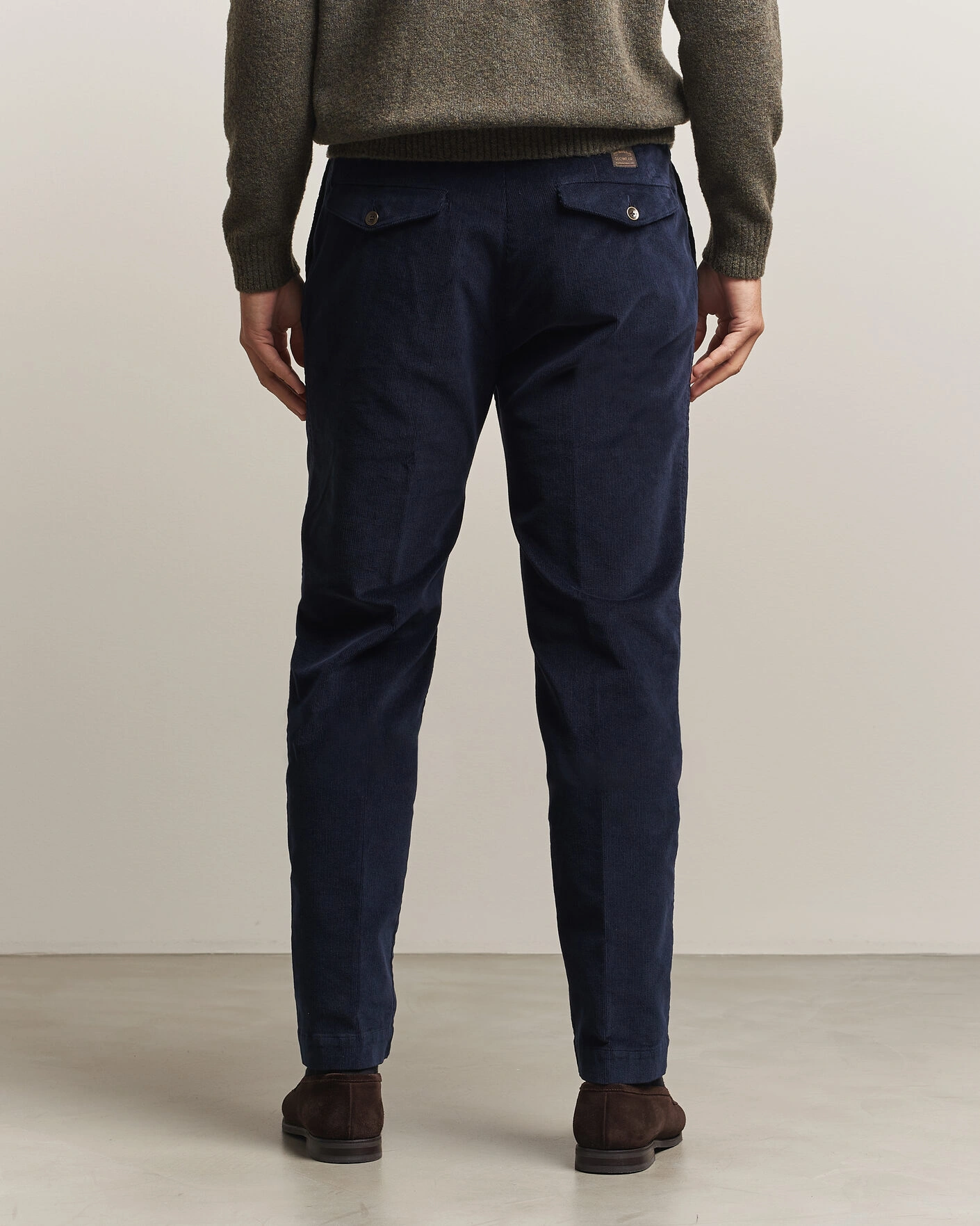 Herr | Byxor | Incotex | Regular Fit Washed Corduroy Slacks Navy