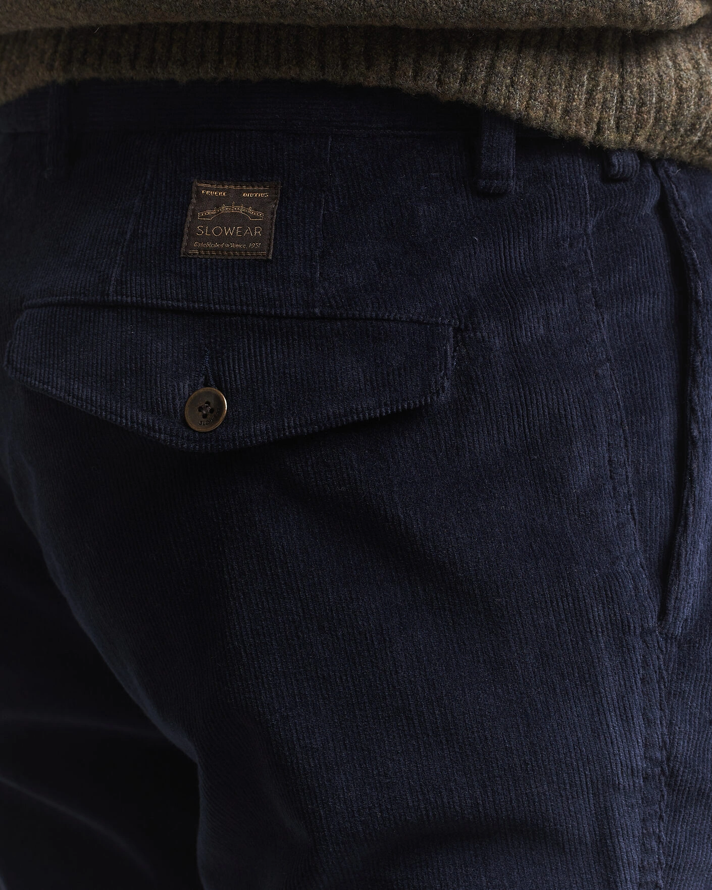 Herr | Byxor | Incotex | Regular Fit Washed Corduroy Slacks Navy