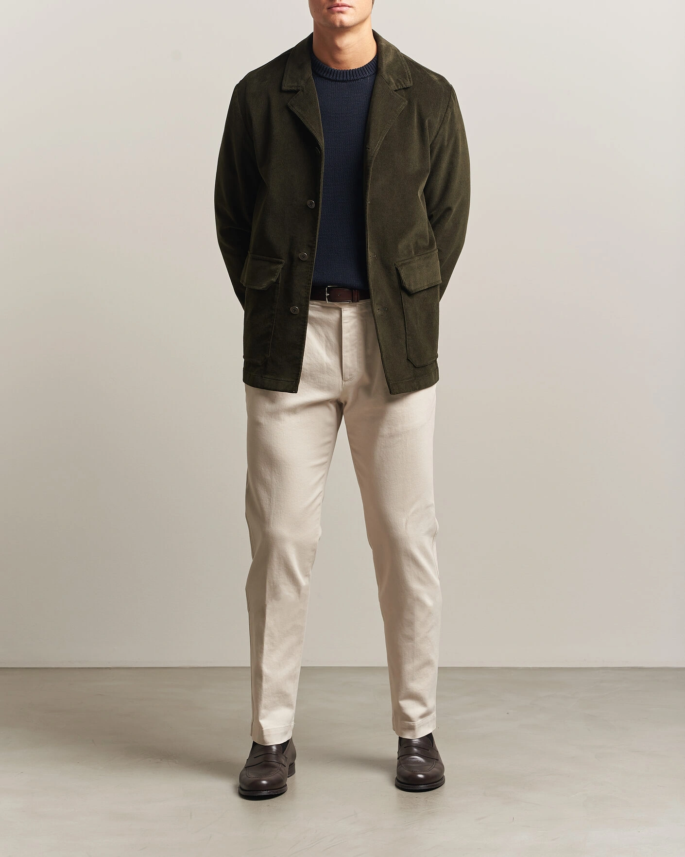 Herr | Kavajer | Incotex | Corduroy Sports Jacket Forest Green