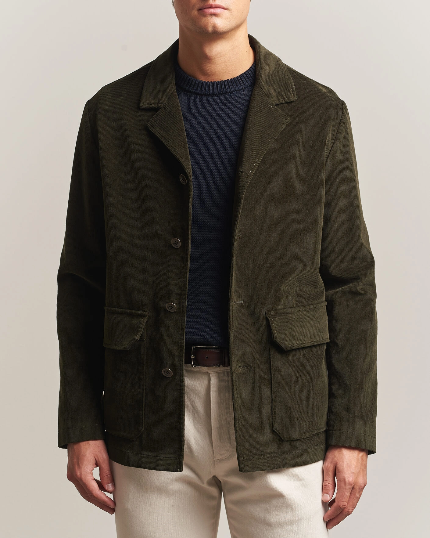 Herr | Kavajer | Incotex | Corduroy Sports Jacket Forest Green