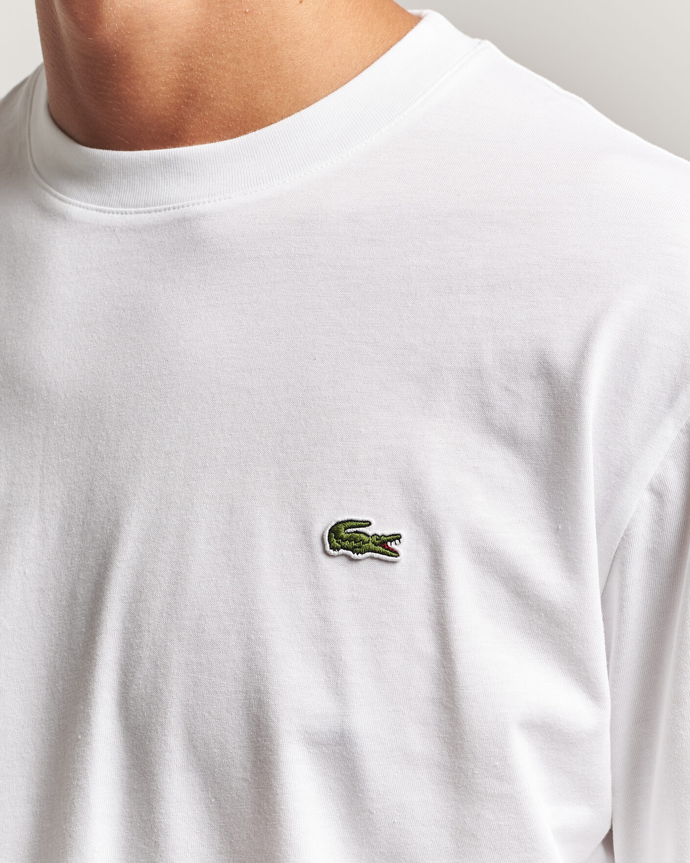 Herr | T-Shirts | Lacoste | Crew Neck Long Sleeve T-Shirt White
