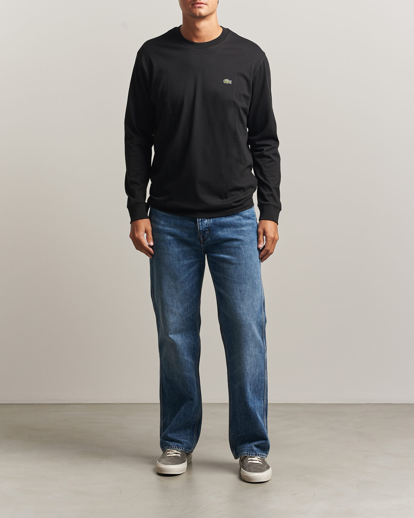 Herr | T-Shirts | Lacoste | Crew Neck Long Sleeve T-Shirt Black