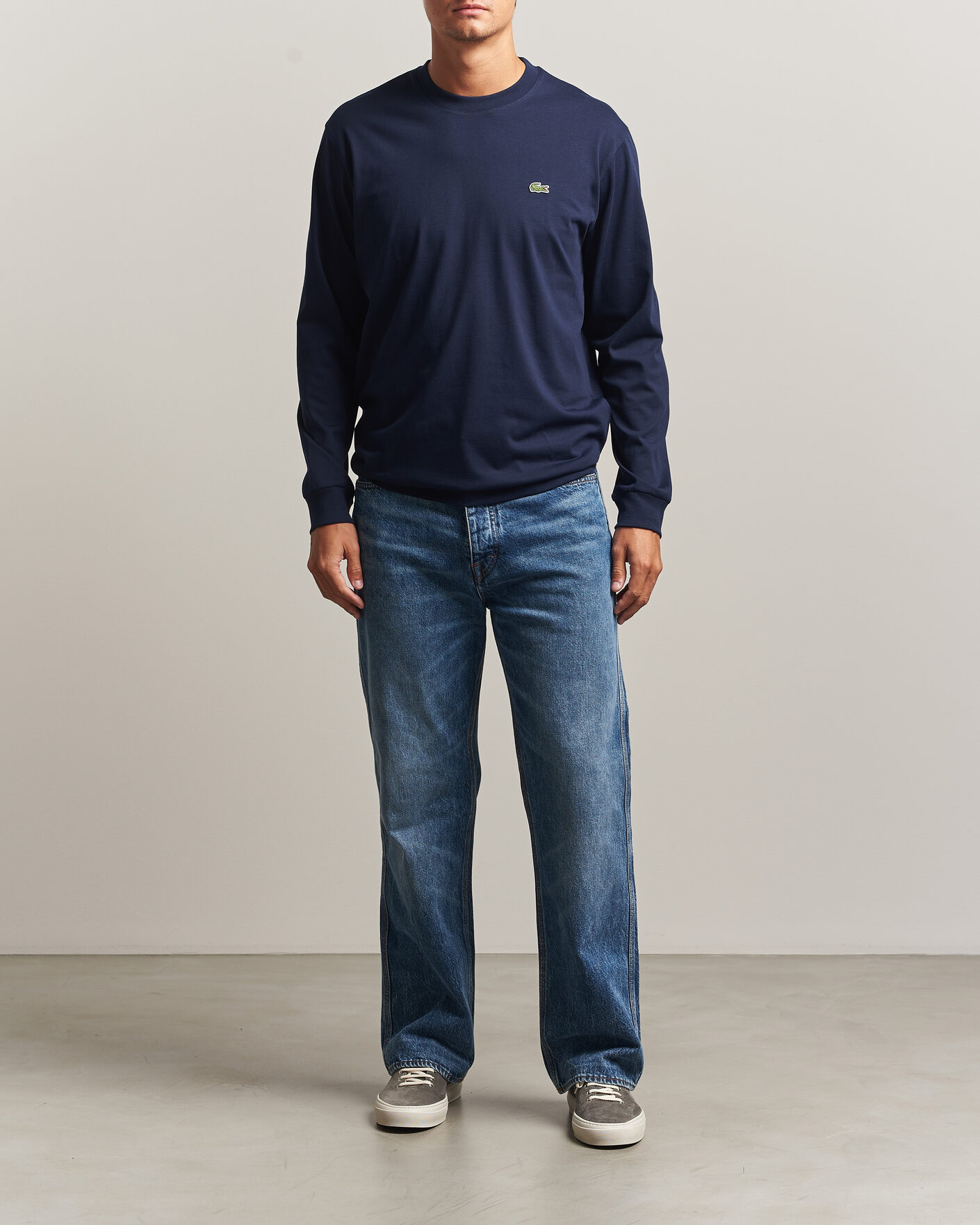 Herr | T-Shirts | Lacoste | Crew Neck Long Sleeve T-Shirt Navy Blue