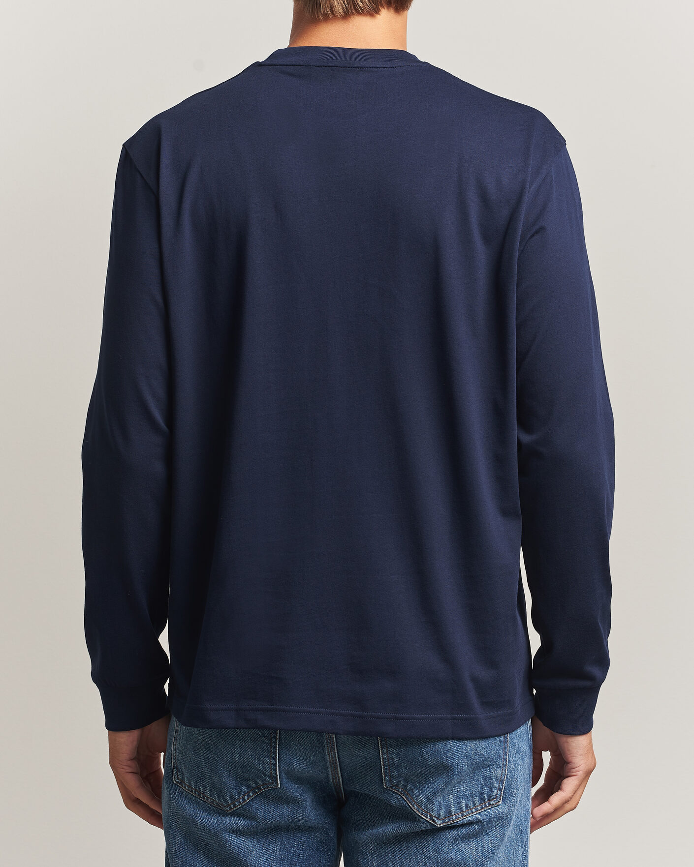 Herr | T-Shirts | Lacoste | Crew Neck Long Sleeve T-Shirt Navy Blue