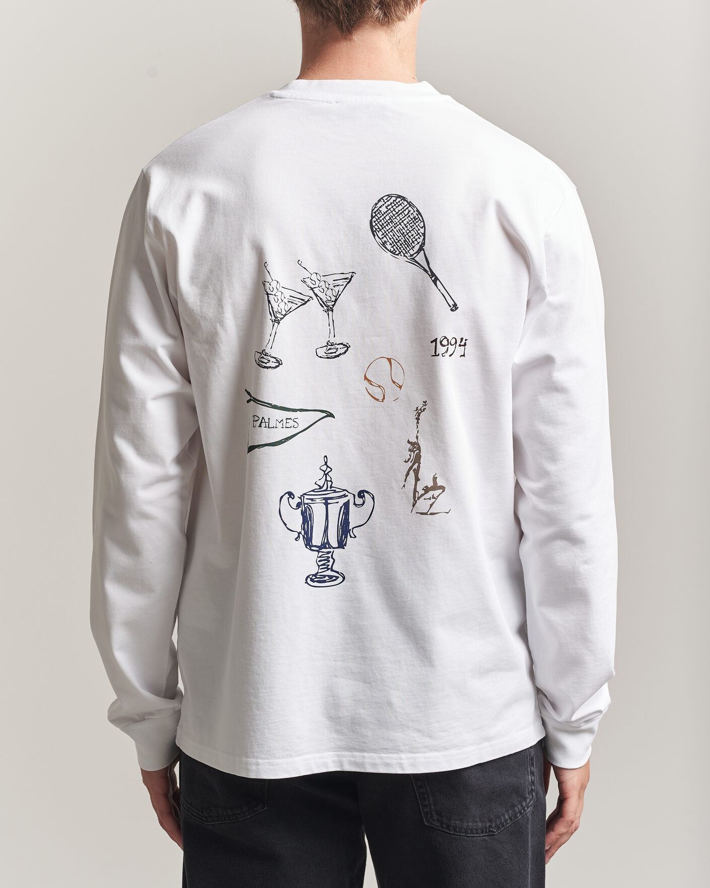 Herr | T-Shirts | Palmes | Pennant Long Sleeve T-Shirt White