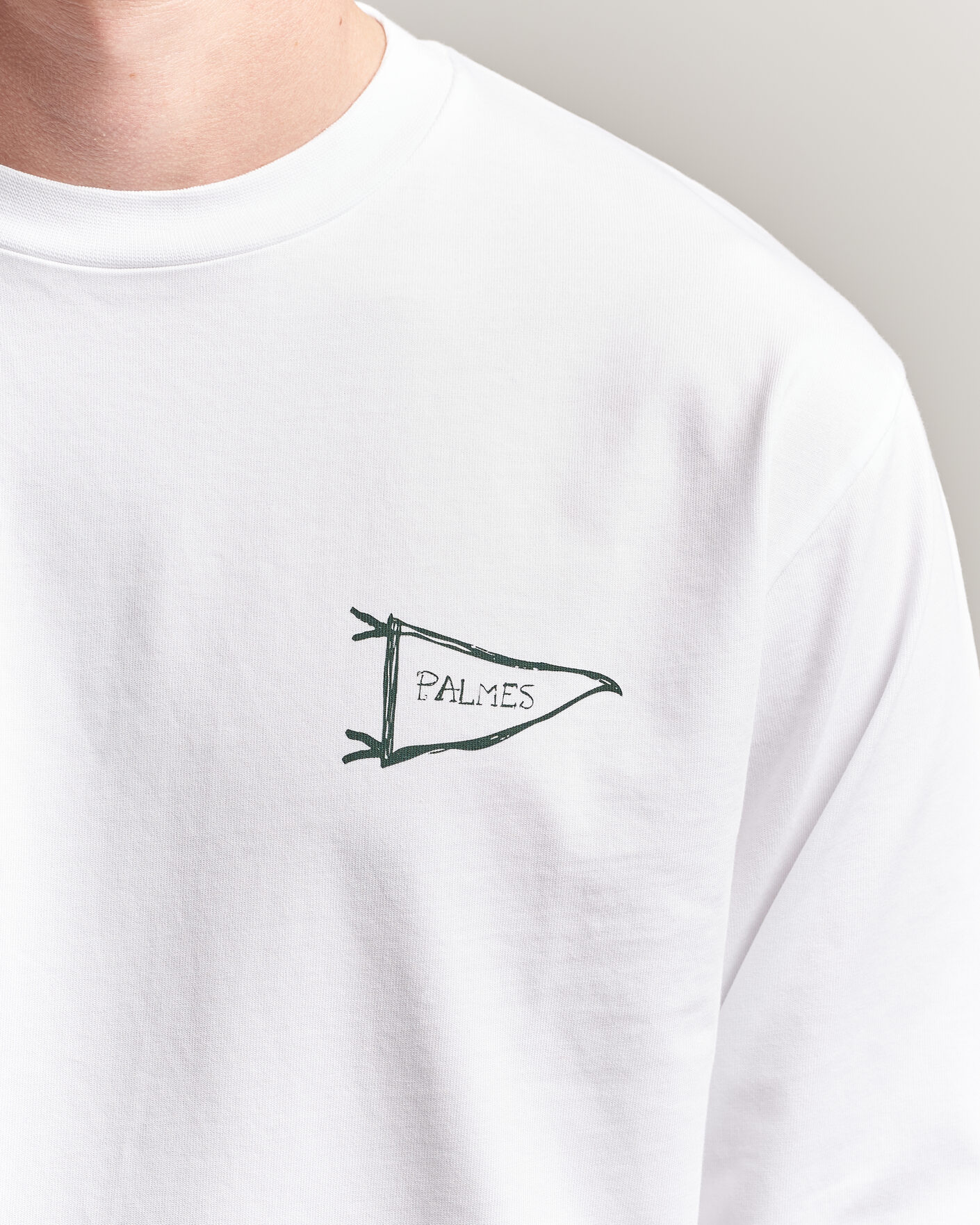 Herr | T-Shirts | Palmes | Pennant Long Sleeve T-Shirt White