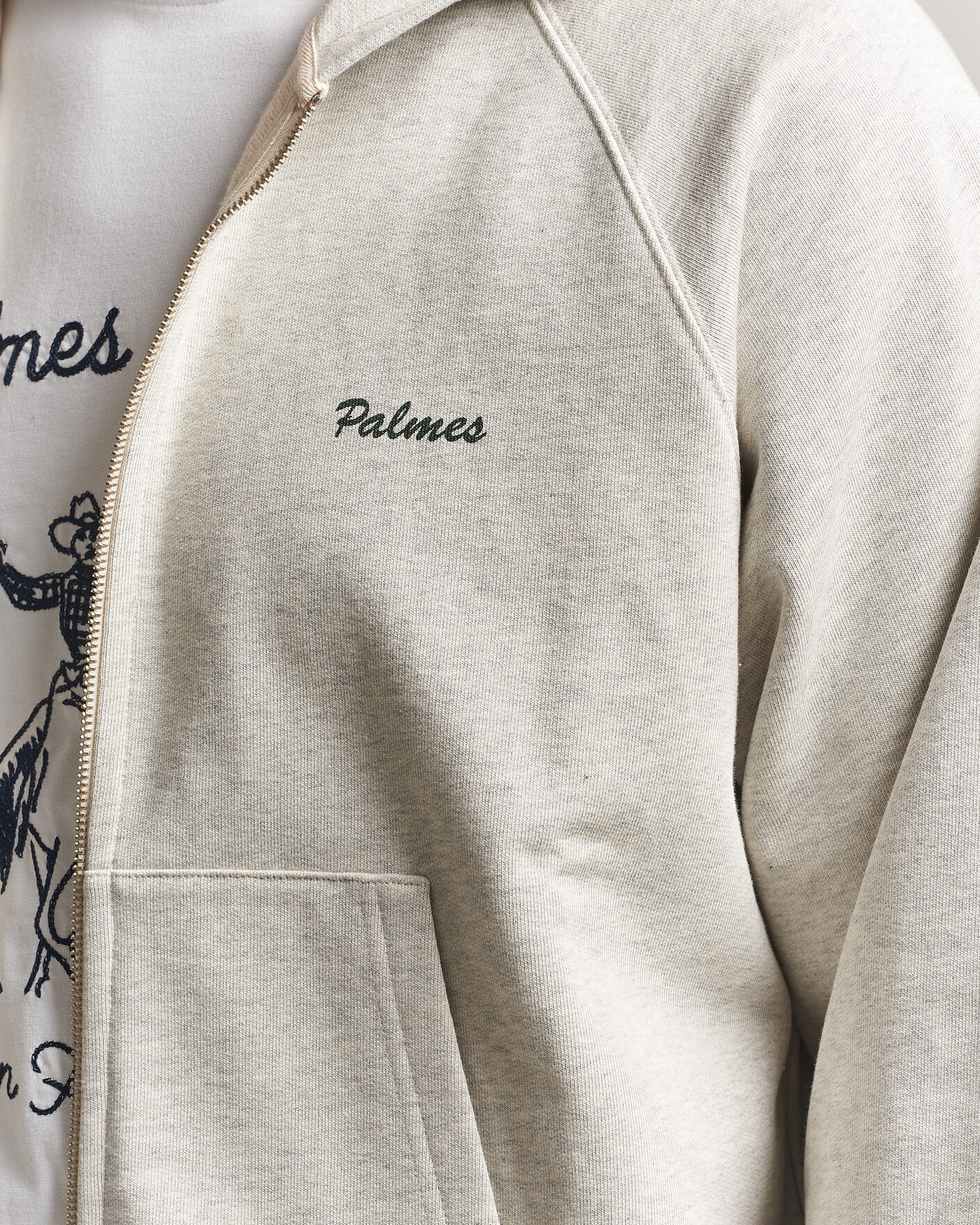 Herr | Tröjor | Palmes | Logo Zip Hoodie Grey Melange