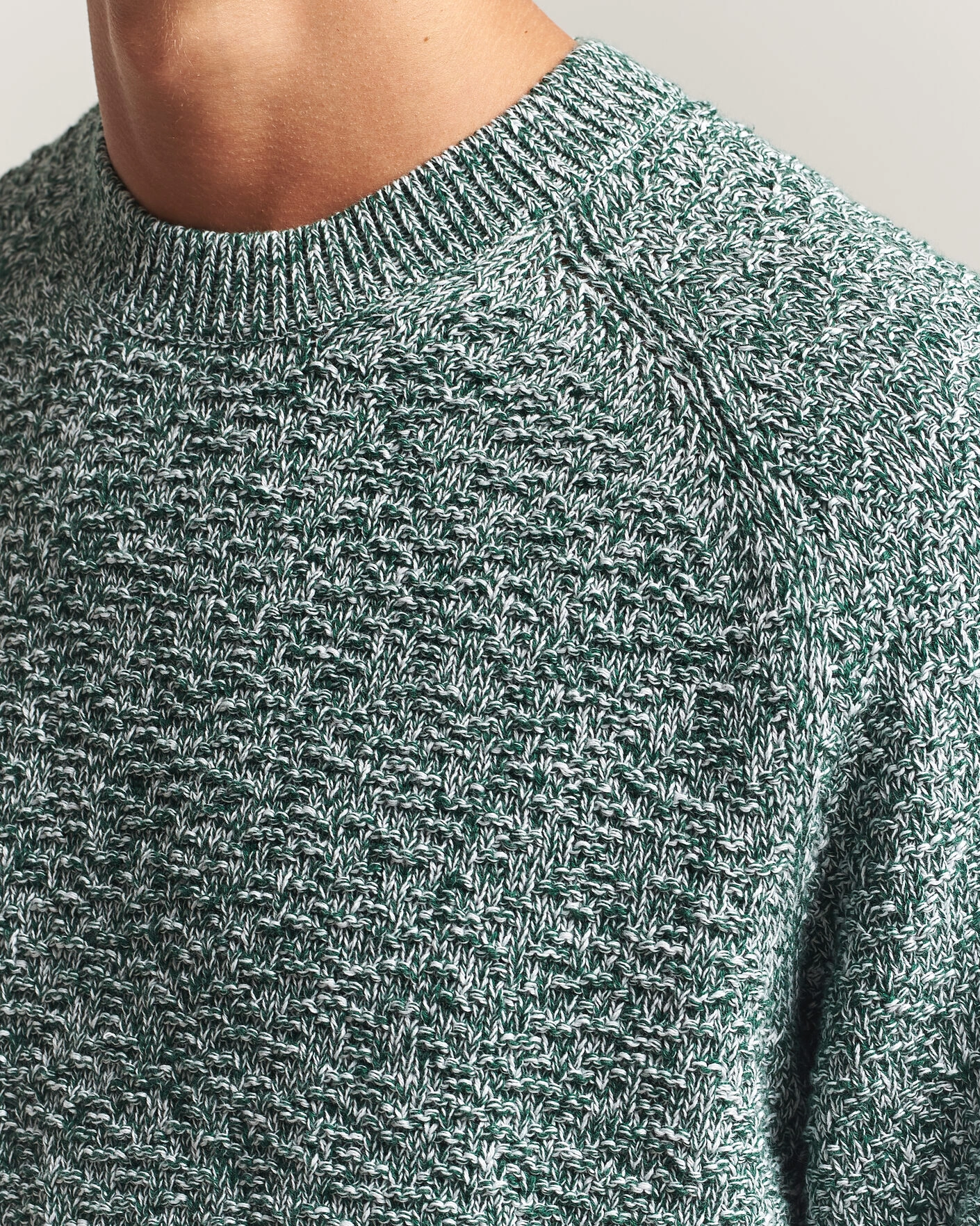 Herr | Tröjor | Palmes | Knitted Crew Neck Sweater Green Melange