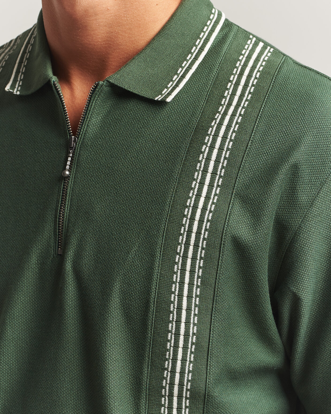 Herr | Pikéer | Palmes | Panel Zip Polo Green