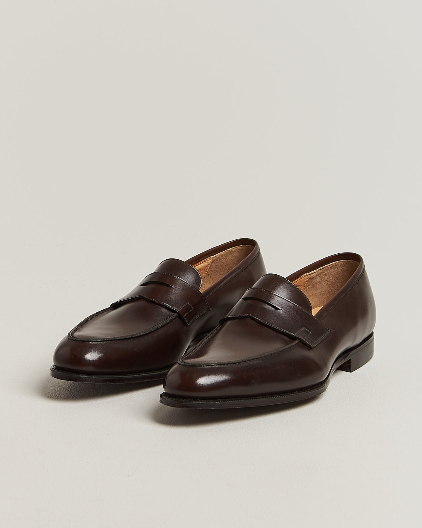 Herr | Loafers | Crockett & Jones | Crawford Handgrade Penny Loafer Dk Brown Antique Calf