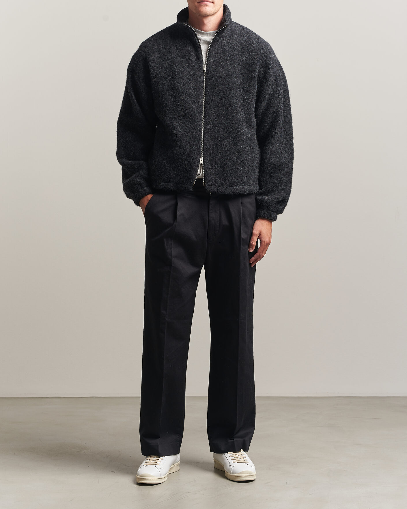 Herr | Jackor | Jil Sander | Full Zip Fleece Jacket Charcoal