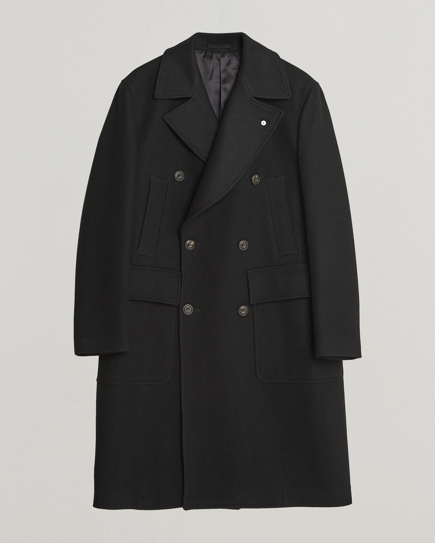 Herr | Jackor | L.B.M. 1911 | Double Breasted Wool/Cashmere Coat Black