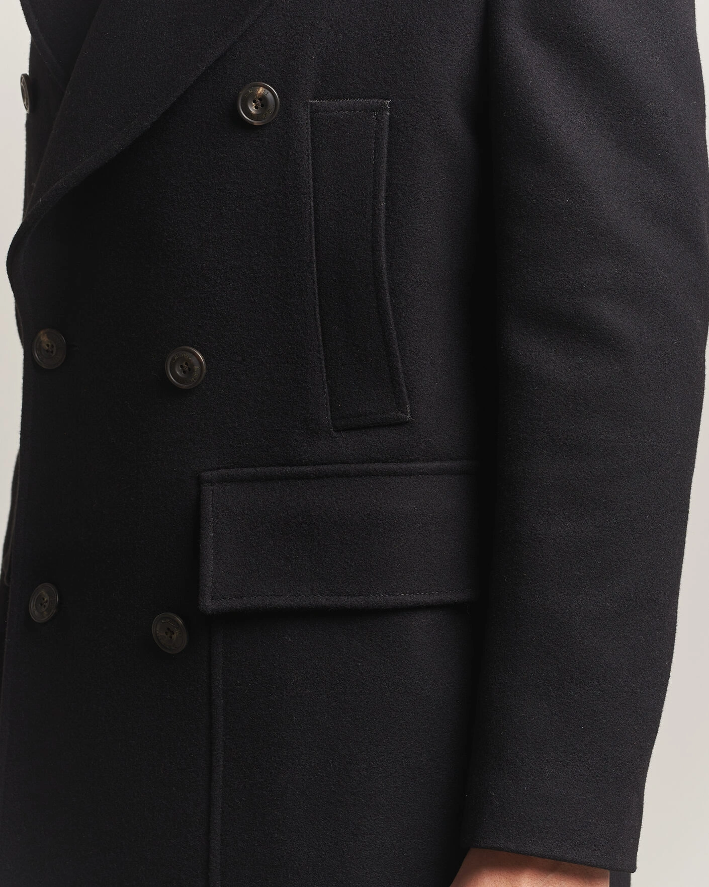 Herr | Jackor | L.B.M. 1911 | Double Breasted Wool/Cashmere Coat Black